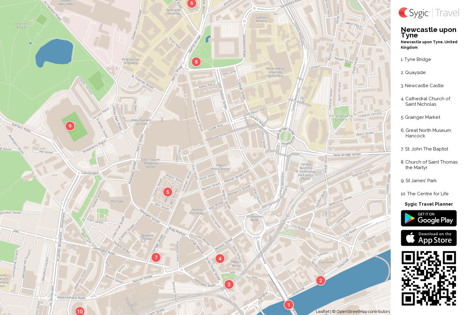 Map Newcastle City Centre Newcastle upon Tyne Printable Tourist Map | Sygic Travel