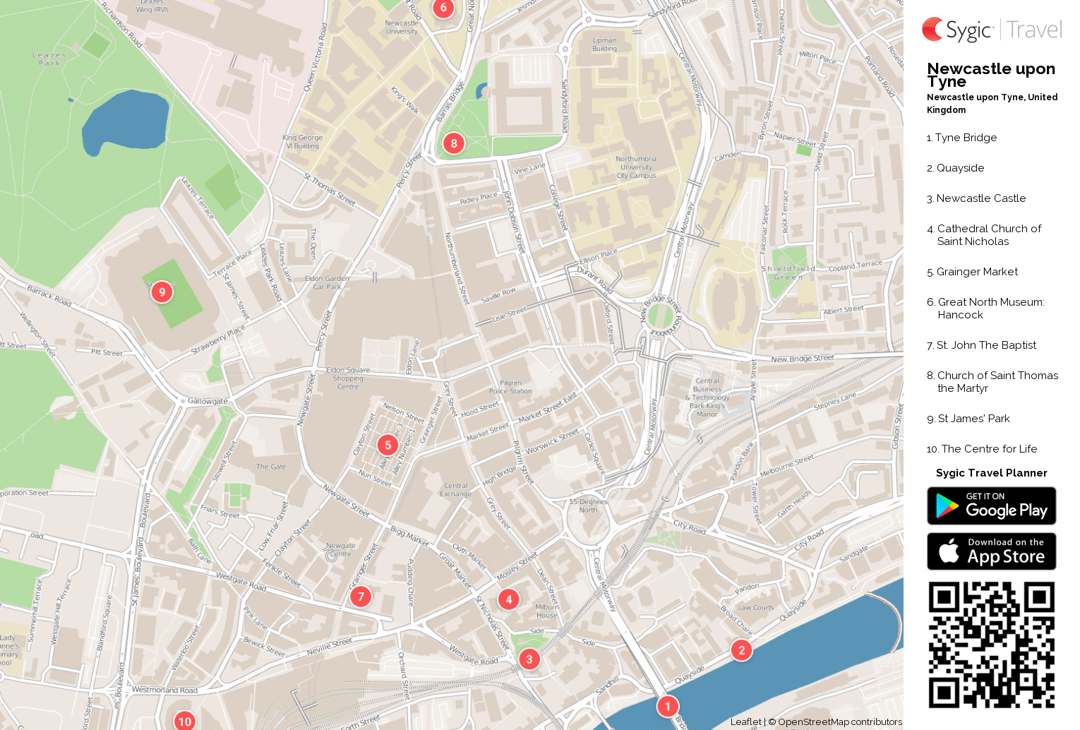 Map Of Newcastle City Centre Newcastle Upon Tyne Printable Tourist Map | Sygic Travel