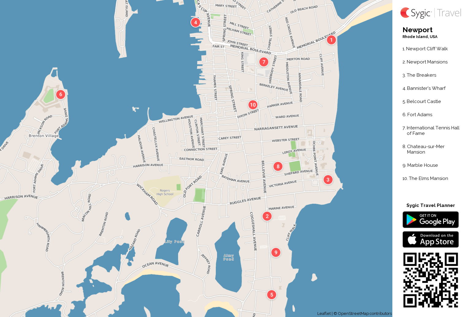 newport ri tourist map
