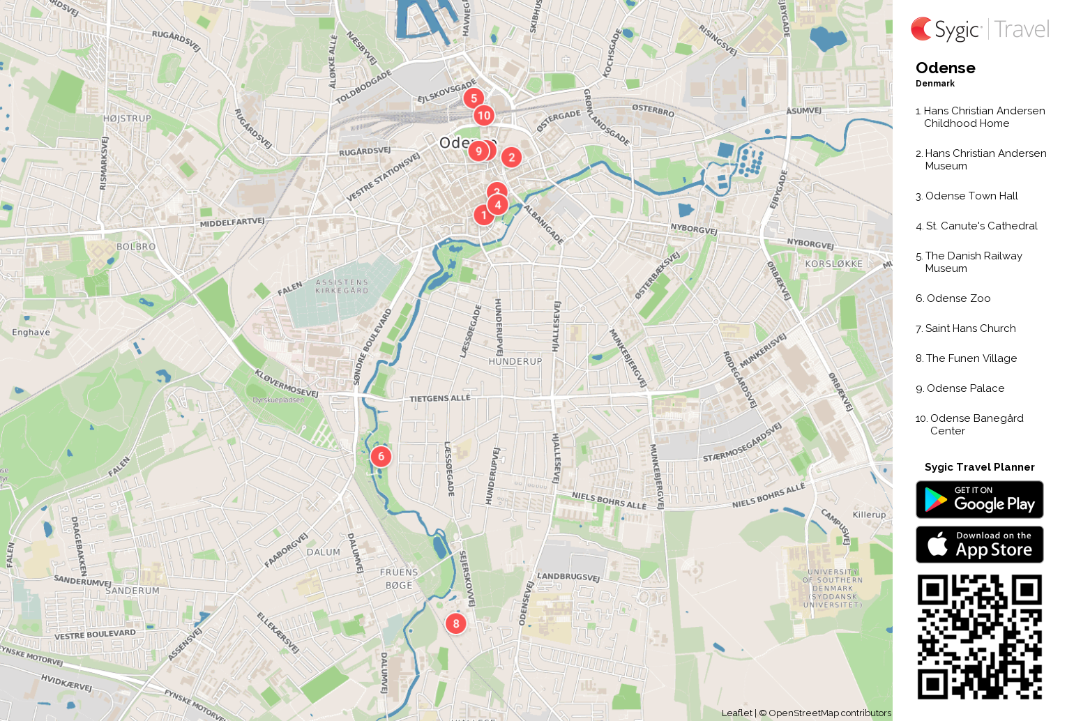 Odense Printable Tourist Map | Sygic Travel