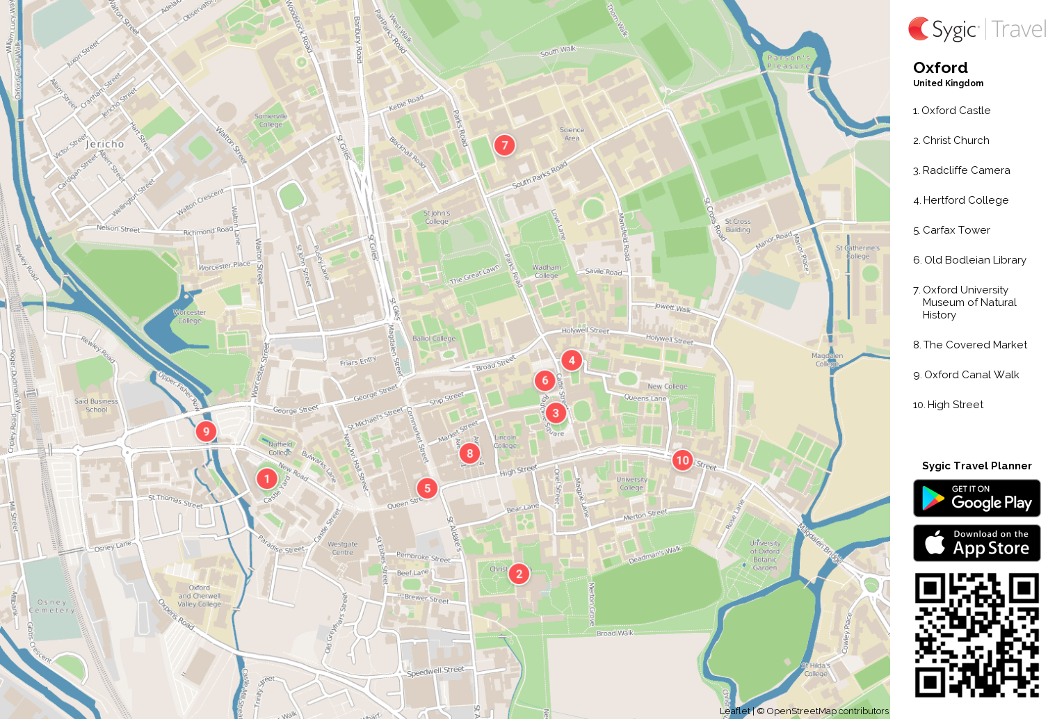 oxford city centre tourist map