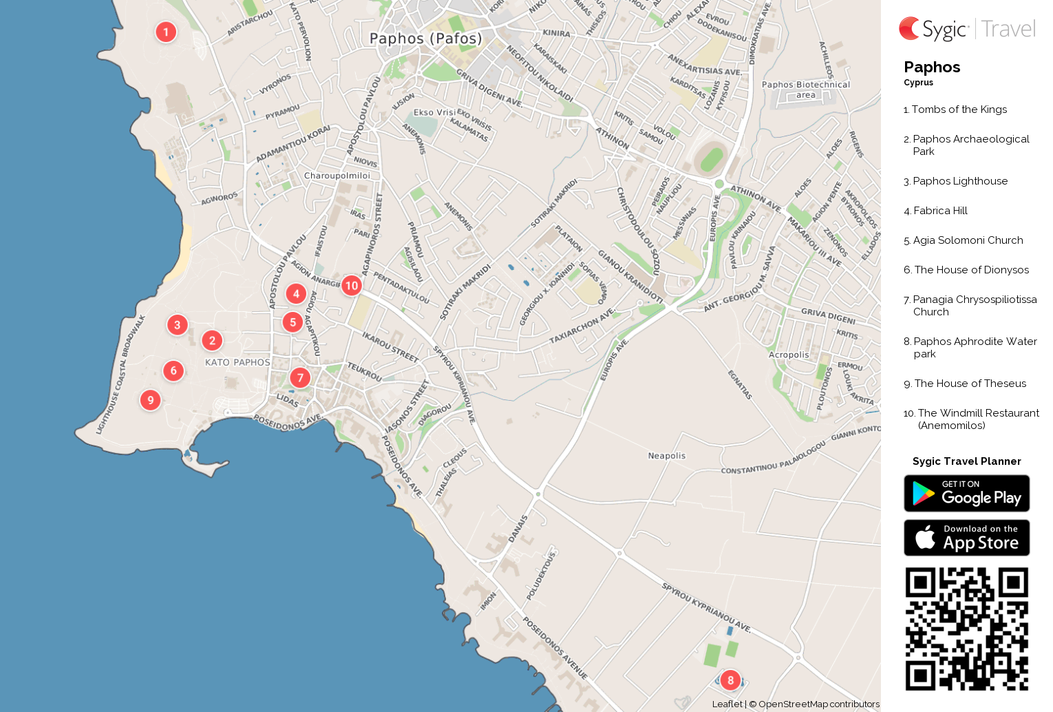 Paphos Map Street View Paphos Printable Tourist Map | Sygic Travel