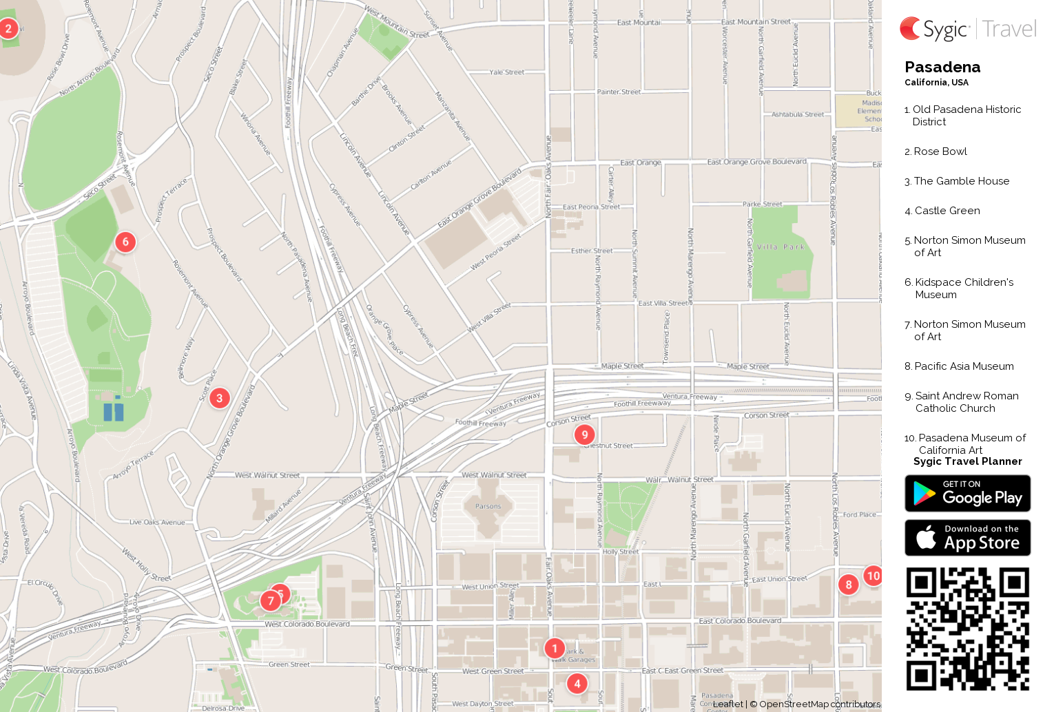 Pasadena Printable Tourist Map Sygic Travel pasadena-printable-tourist-map-sygic-travel