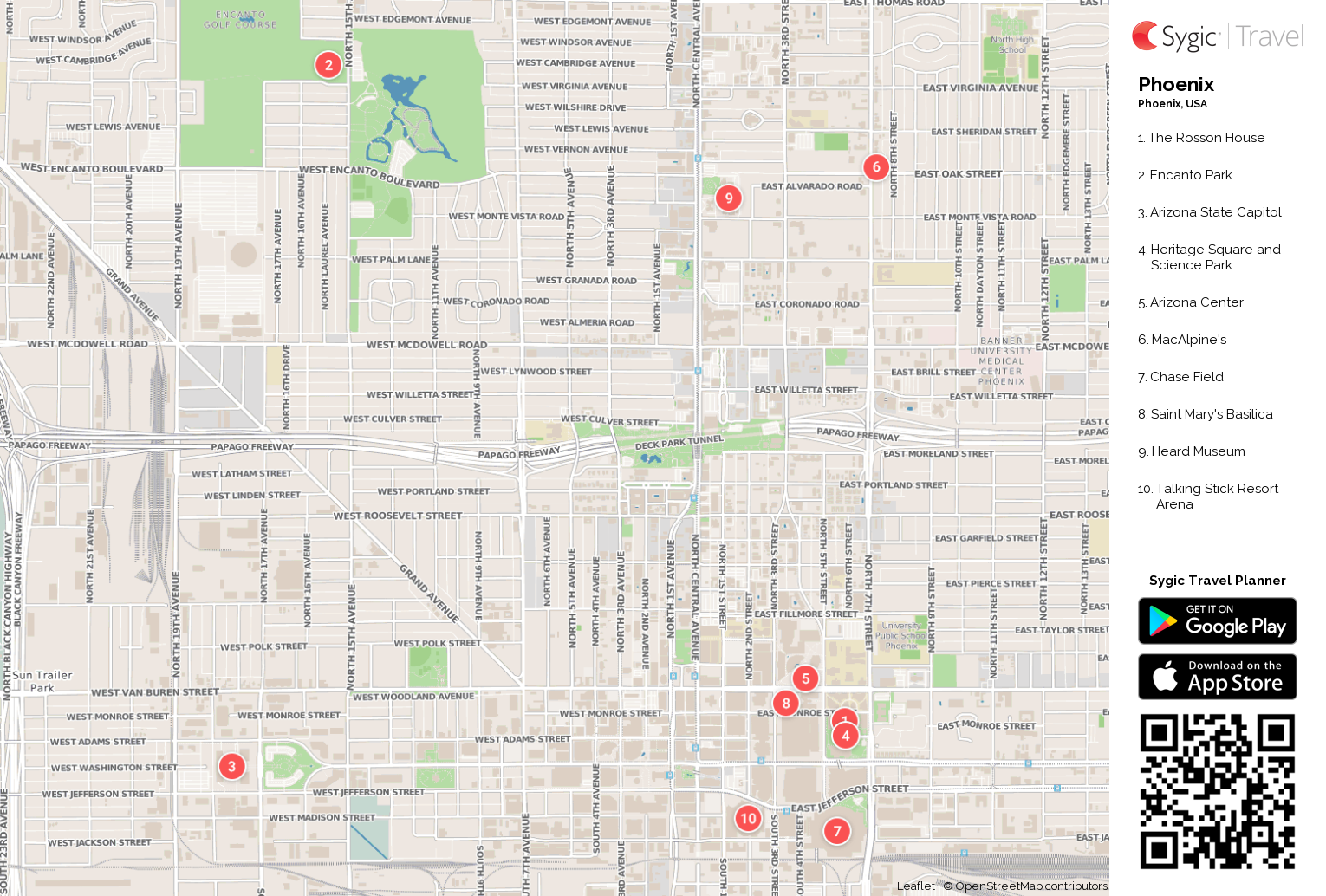 Printable Map Of Phoenix Phoenix Printable Tourist Map | Sygic Travel