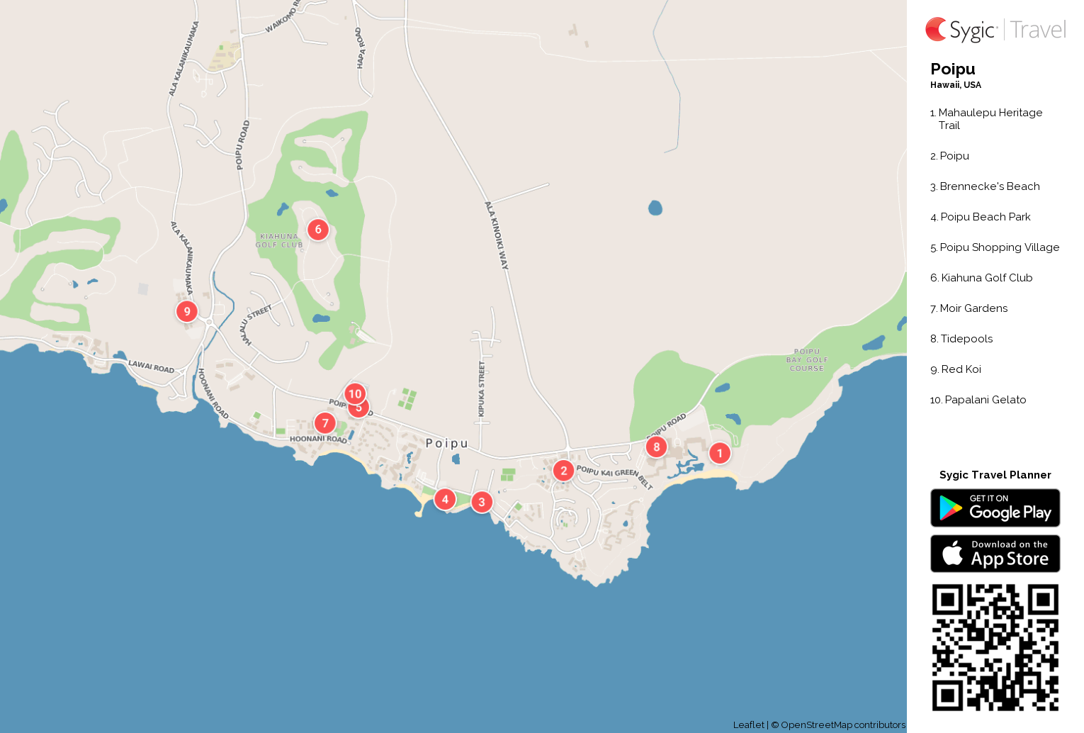 Poipu Printable Tourist Map | Tripomatic