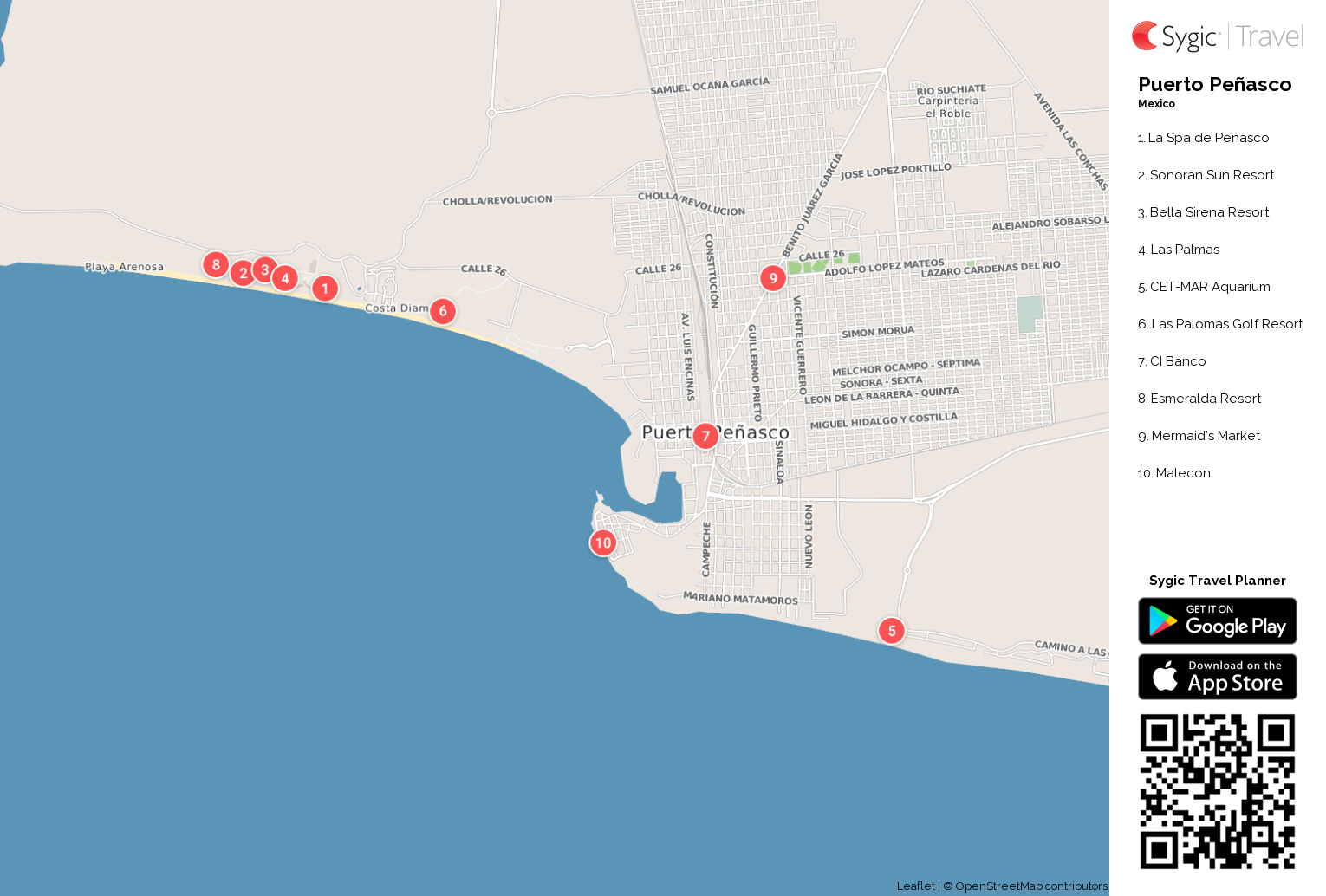 Puerto Peñasco Printable Tourist Map | Tripomatic