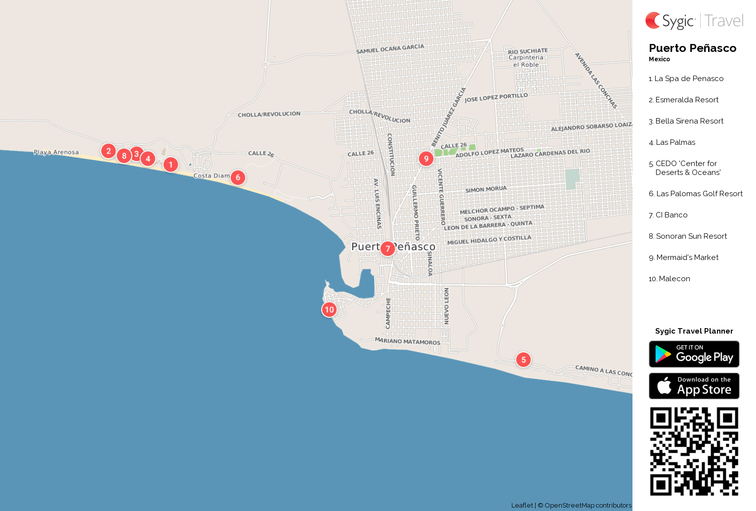 Puerto Penasco Printable Tourist Map Sygic Travel