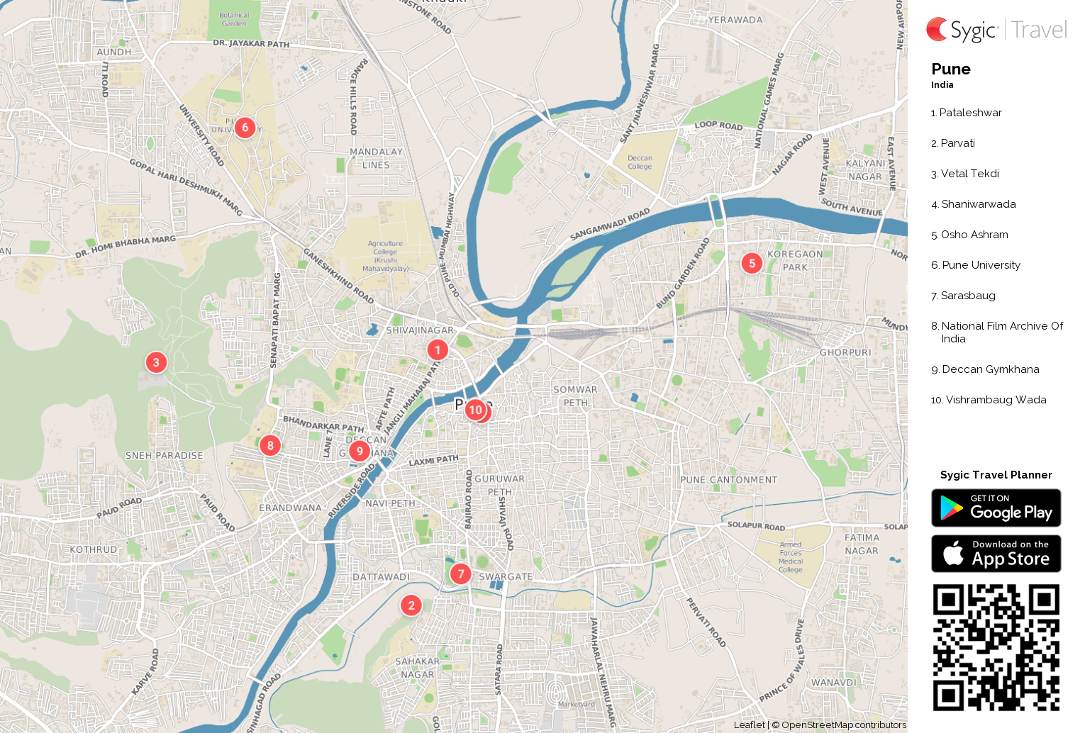 Pune City Road Map Pune Printable Tourist Map | Sygic Travel