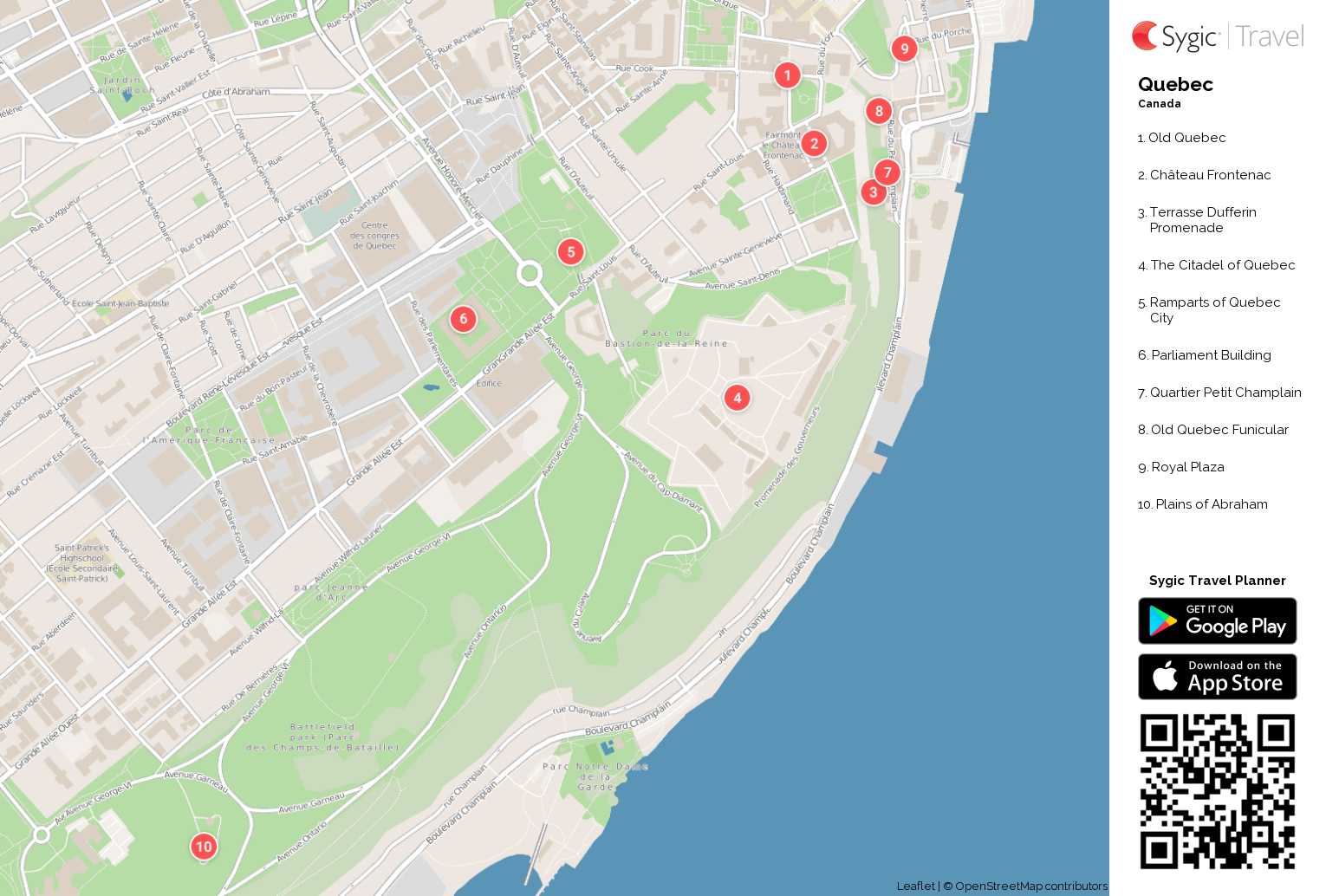 Quebec City Tourist Attractions Map
