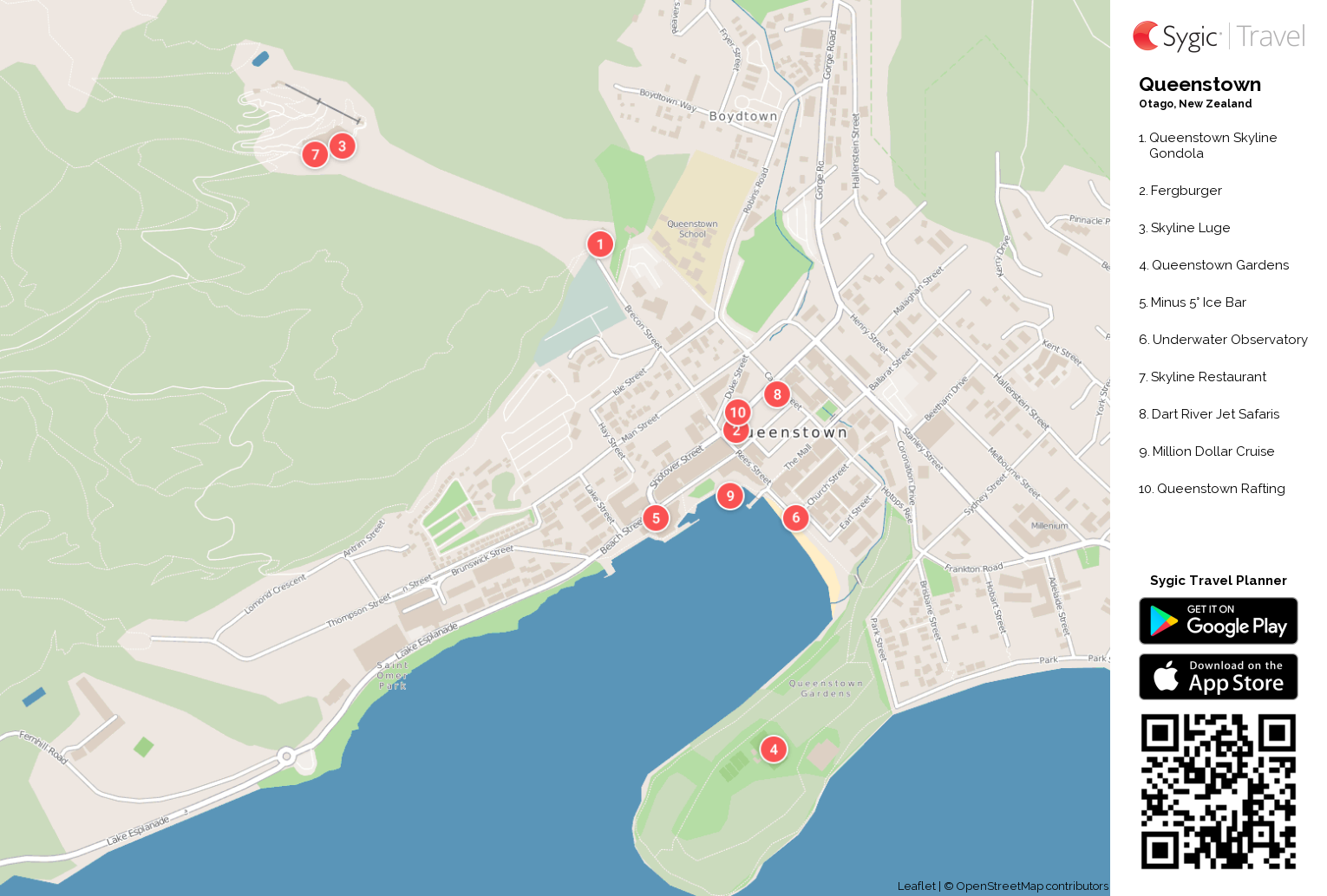 Queenstown Printable Tourist Map 88716 
