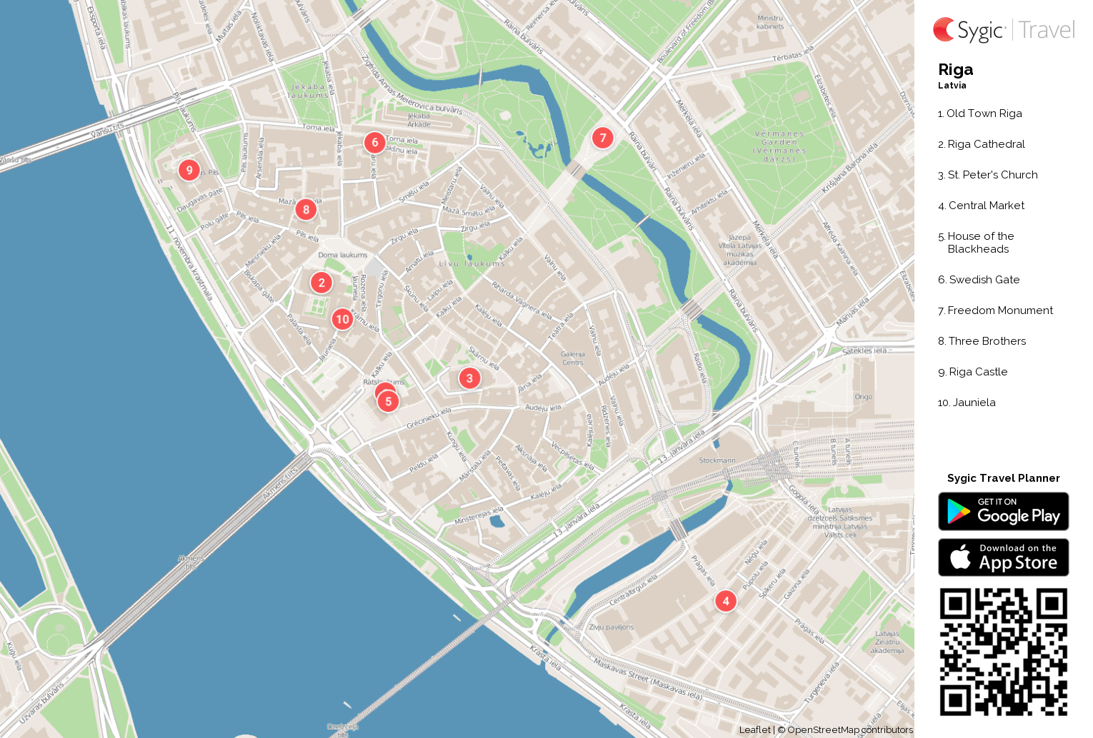 Riga Printable Tourist Map | Sygic Travel