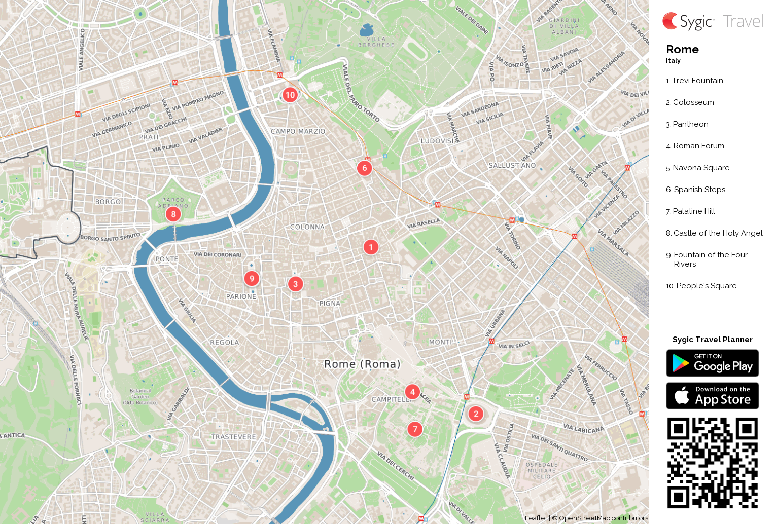 maps of rome showing attractions