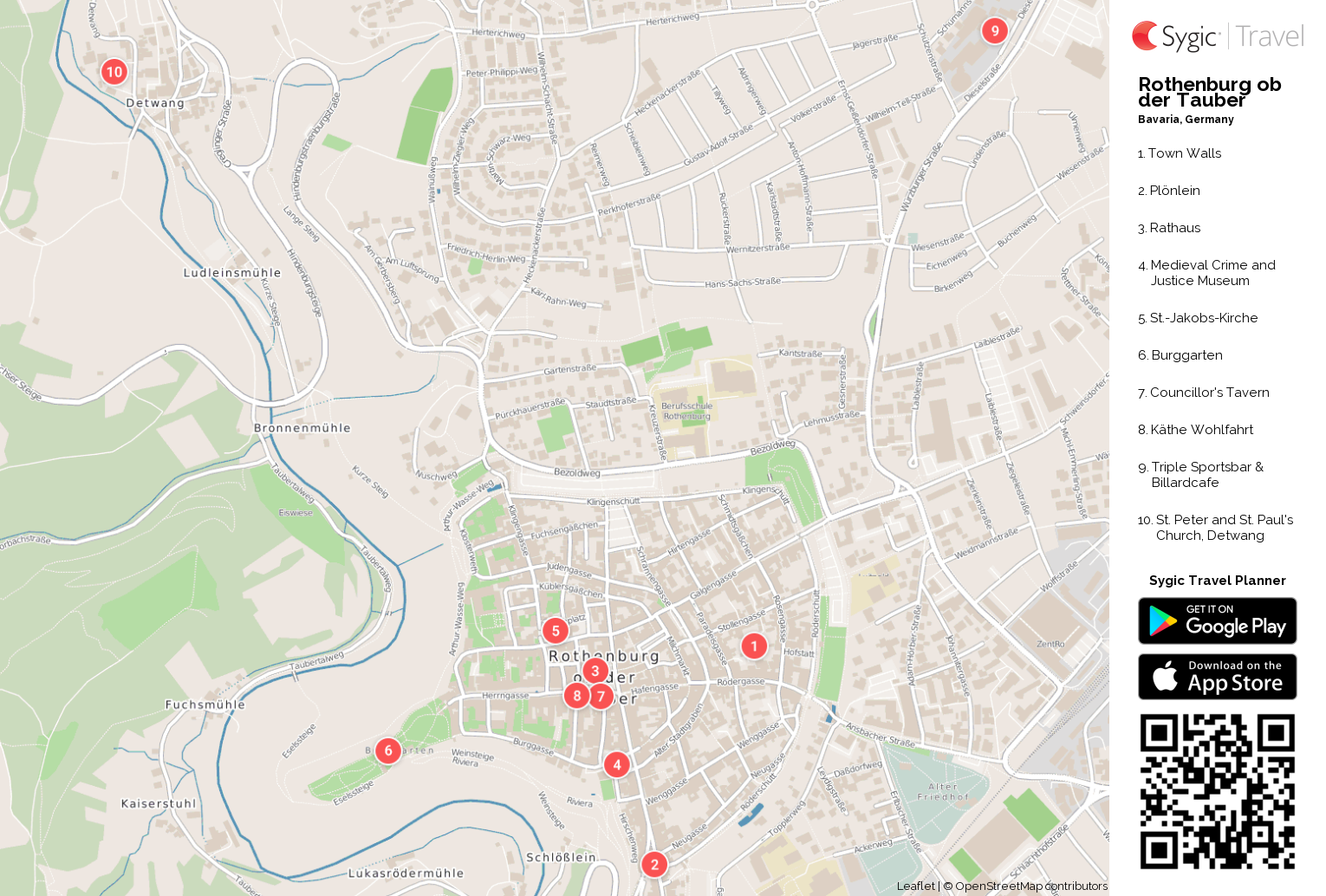 Rothenburg ob der Tauber Printable Tourist Map | Sygic Travel