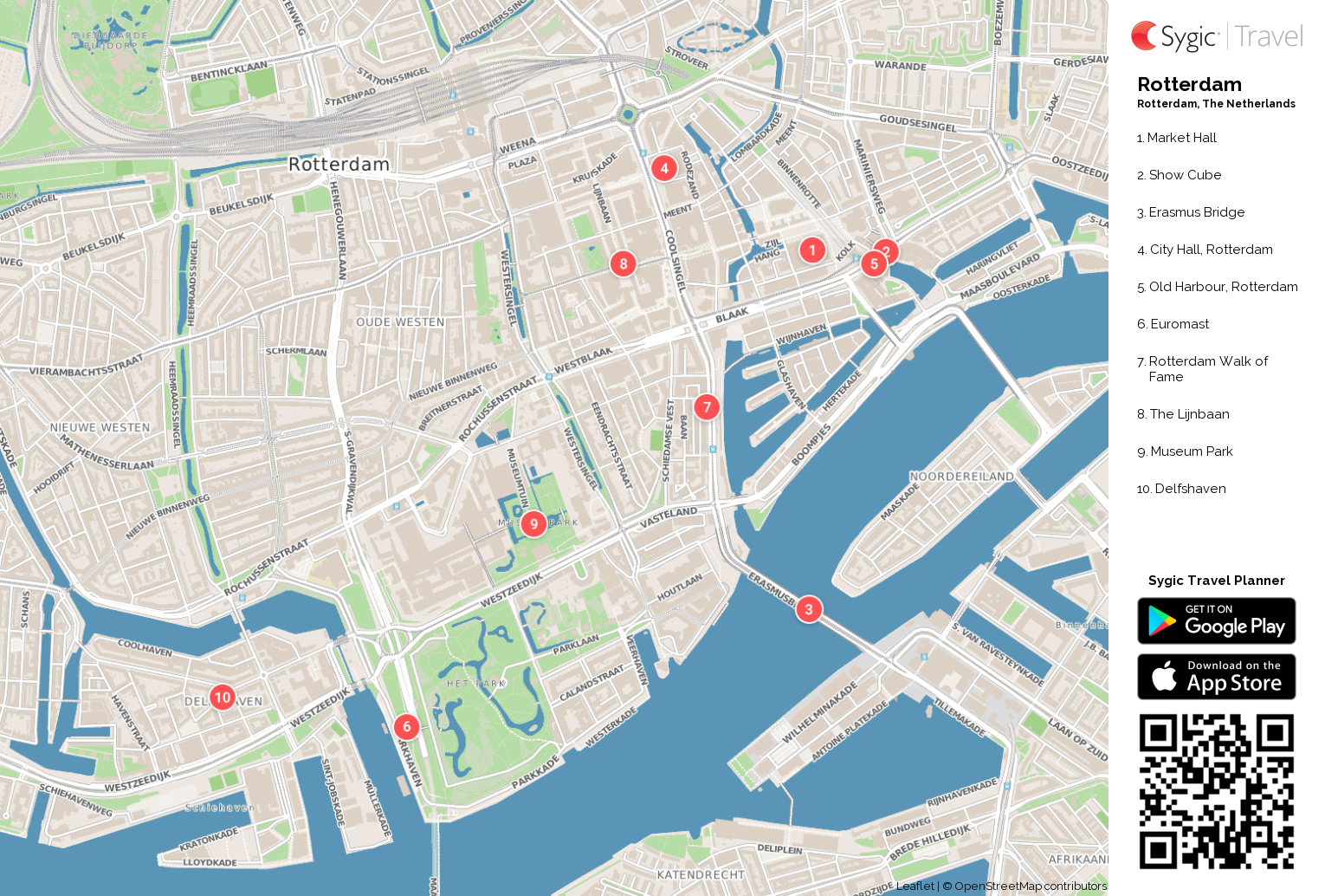 map of rotterdam city centre Rotterdam Printable Tourist Map Sygic Travel map of rotterdam city centre