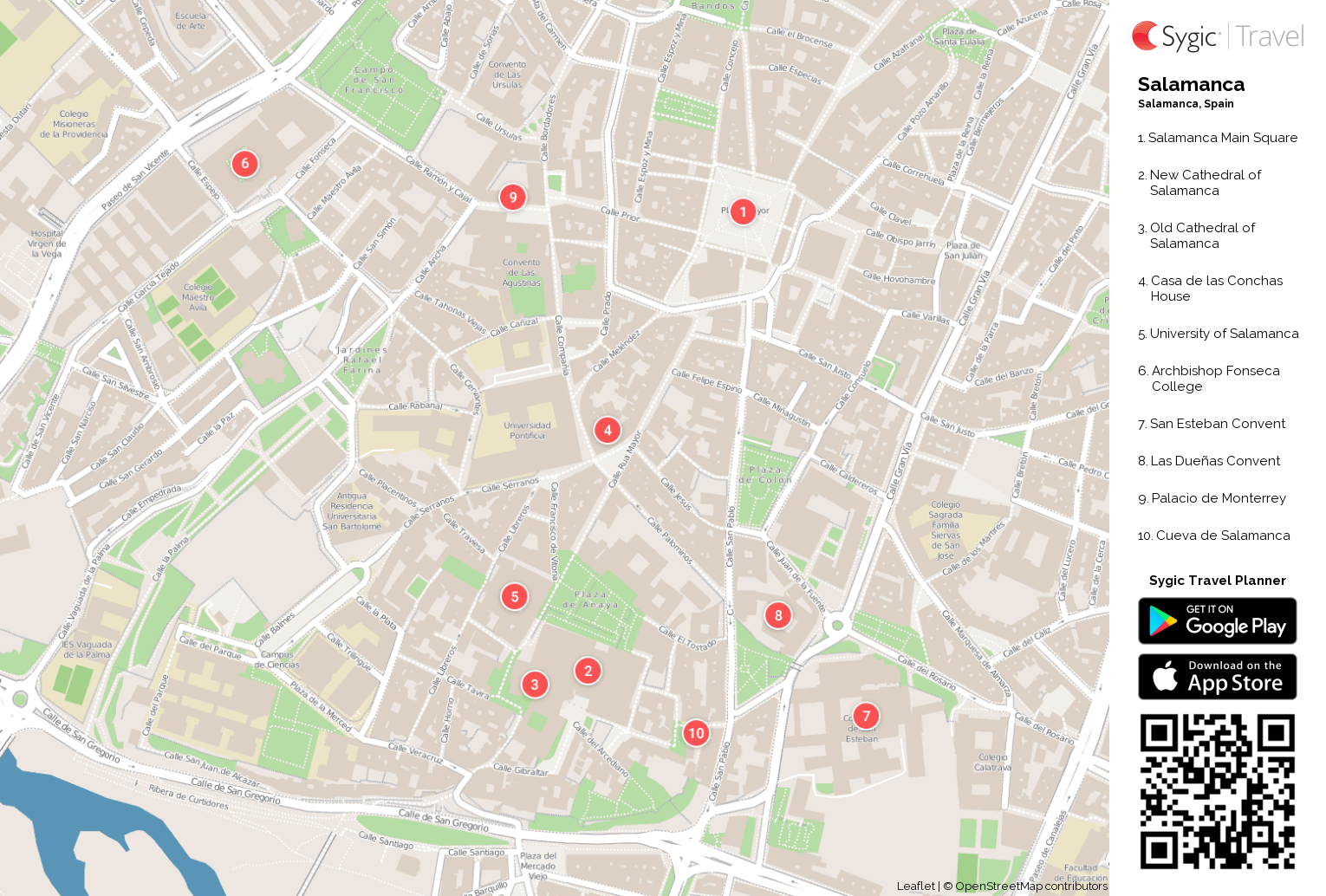 Salamanca Printable Tourist Map | Sygic Travel