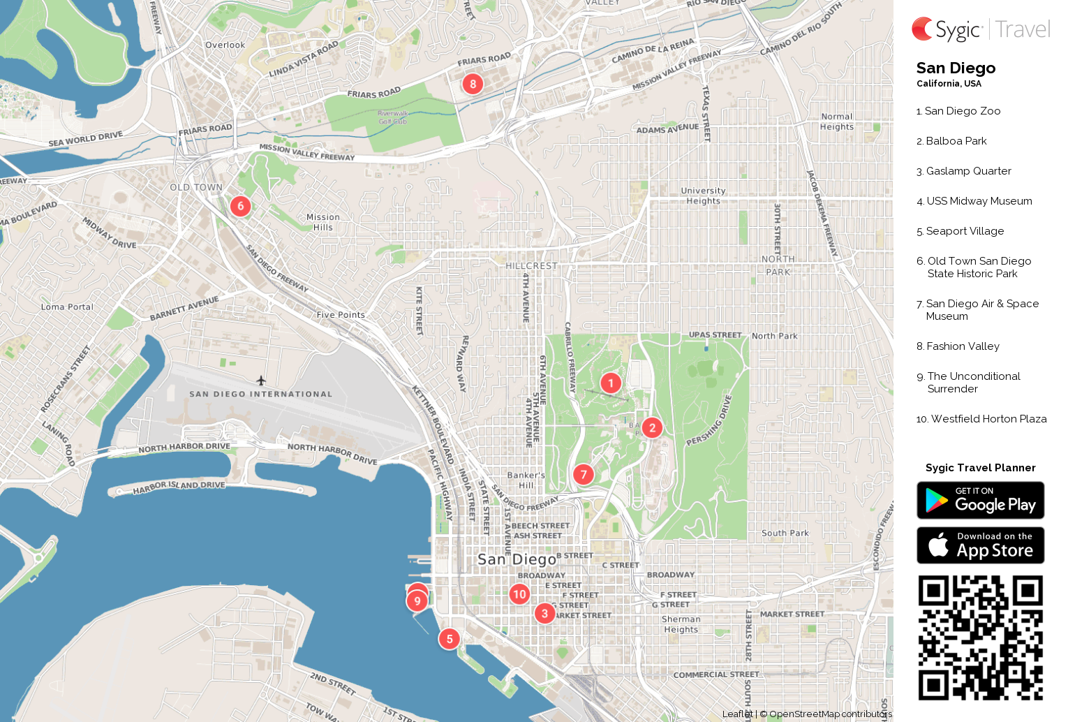 San Diego Printable Tourist Map | Sygic Travel