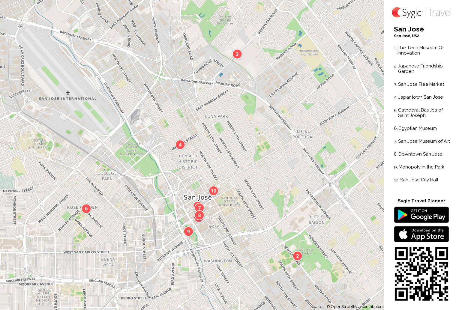 Map Of San Jose San José Printable Tourist Map | Sygic Travel