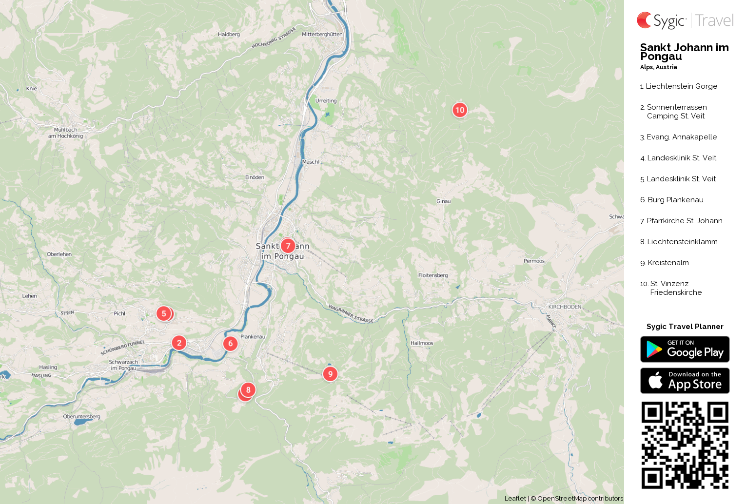 Sankt Johann im Pongau Printable Tourist Map | Sygic Travel Sankt Johann im Pongau Printable Tourist Map | Sygic Travel
