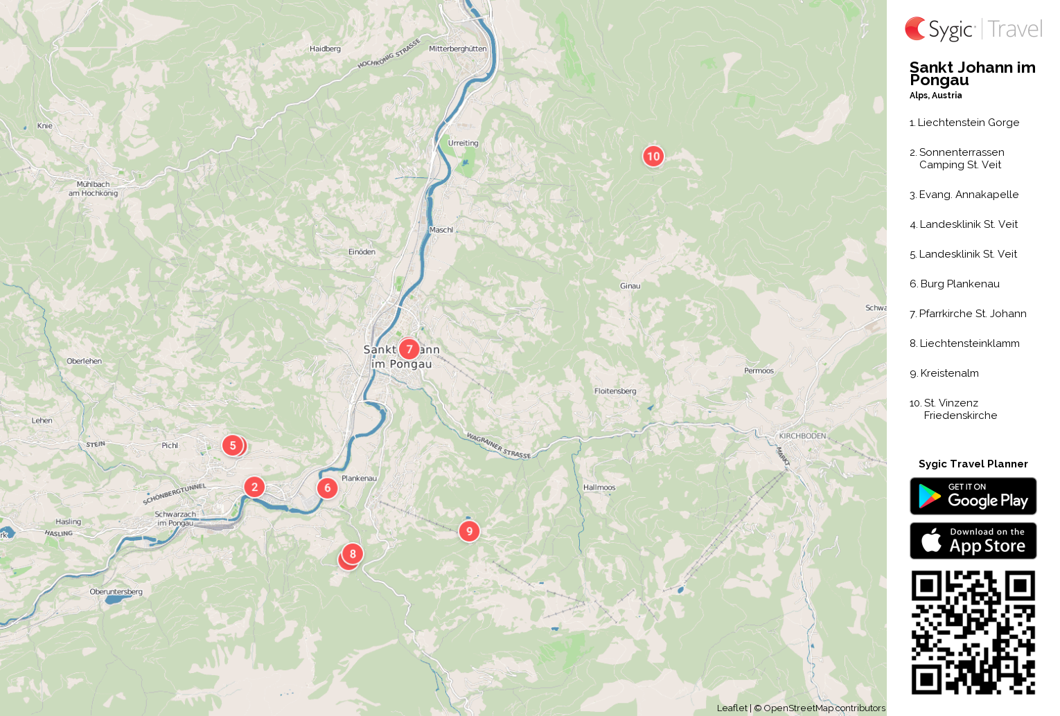 Sankt Johann im Pongau Printable Tourist Map | Sygic Travel