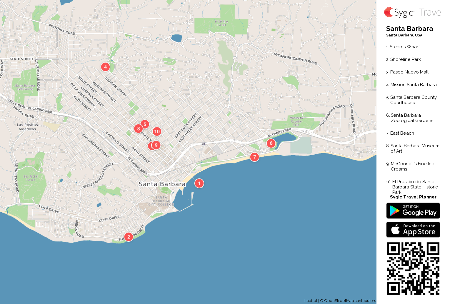 Santa Barbara Printable Tourist Map Sygic Travel Santa Barbara Printable Tourist Map Sygic Travel