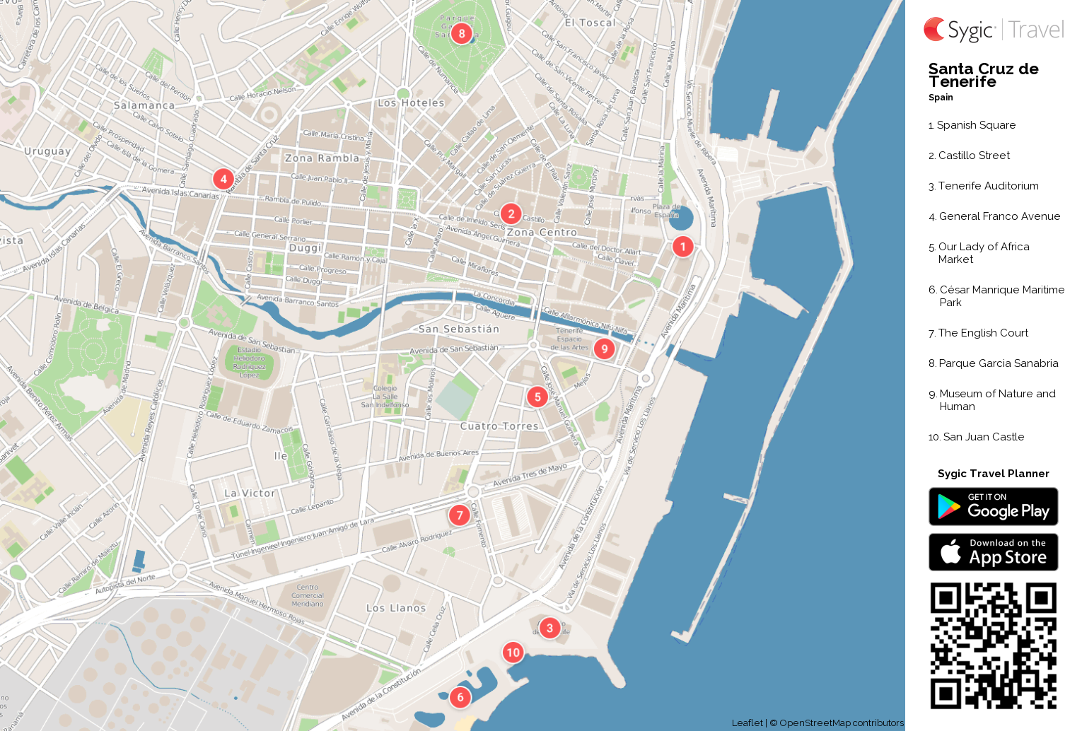 Map Of Santa Cruz De Tenerife Santa Cruz de Tenerife Printable Tourist Map | Sygic Travel
