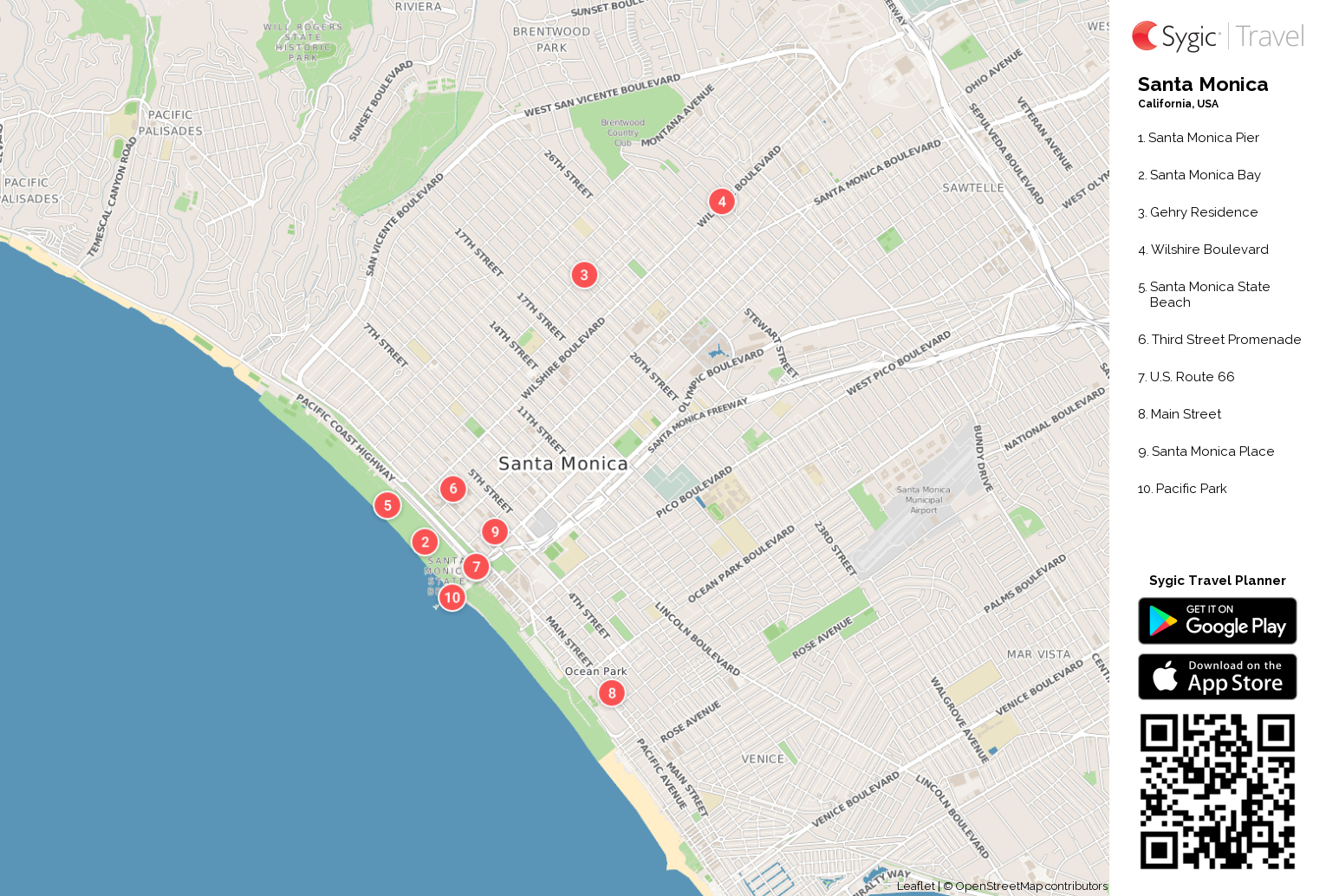 Santa Monica Printable Tourist Map Sygic Travel