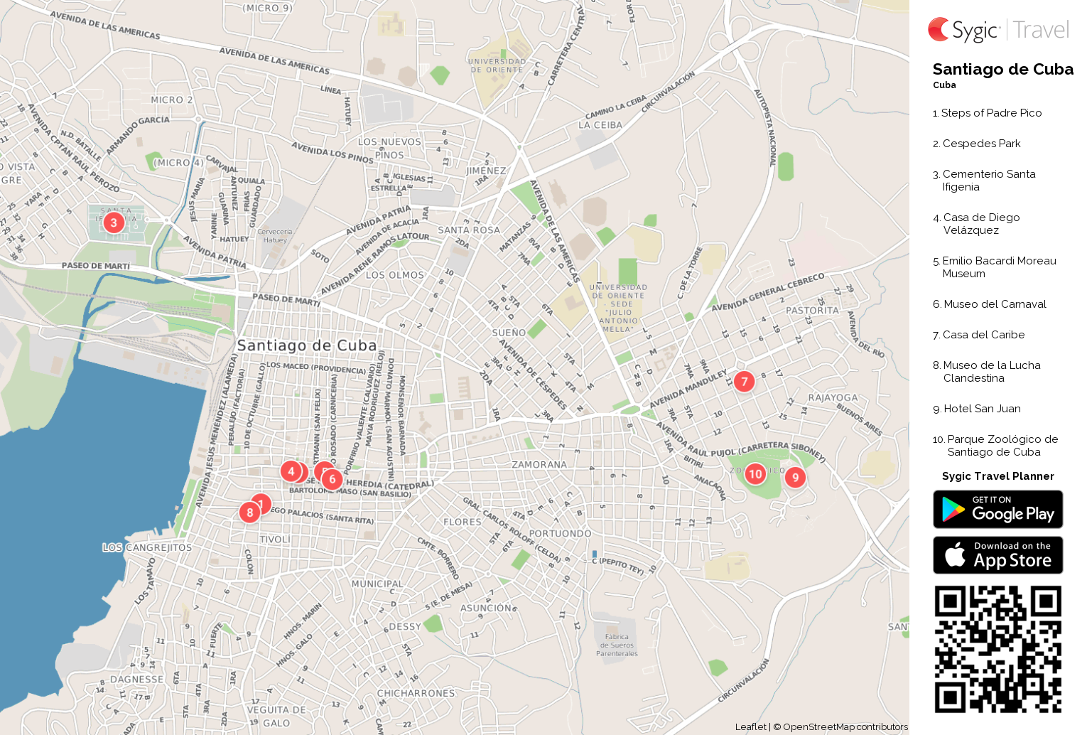 Santiago De Cuba Map Santiago de Cuba Printable Tourist Map | Sygic Travel