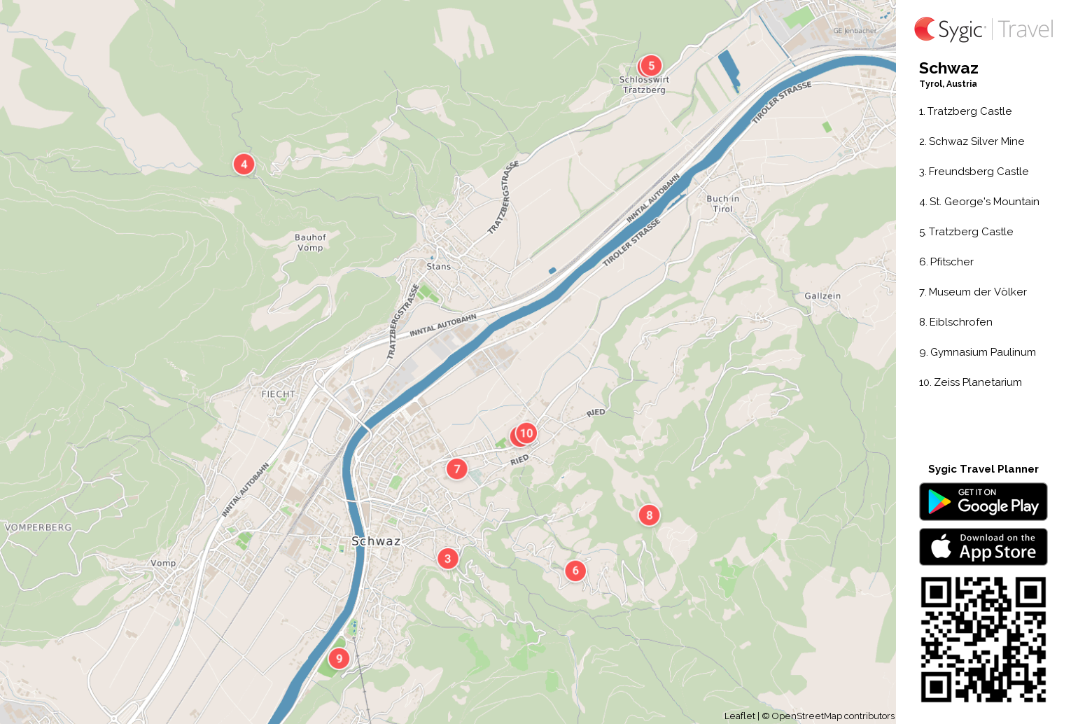 Schwaz Printable Tourist Map | Tripomatic