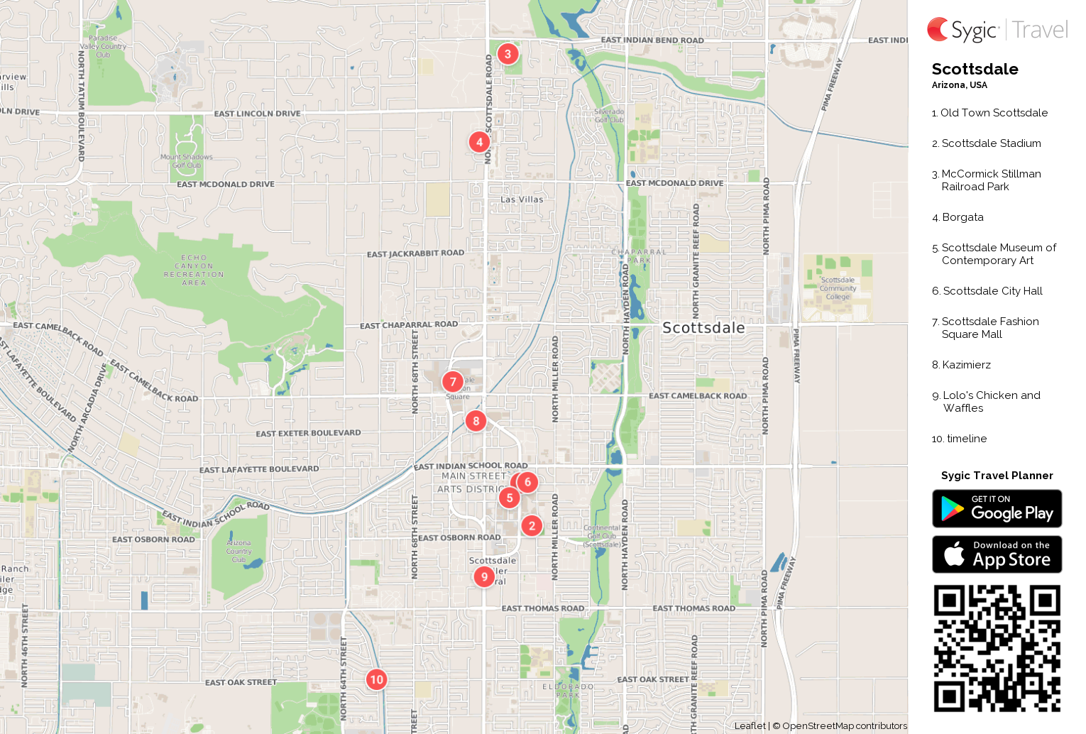 Scottsdale Printable Tourist Map | Sygic Travel