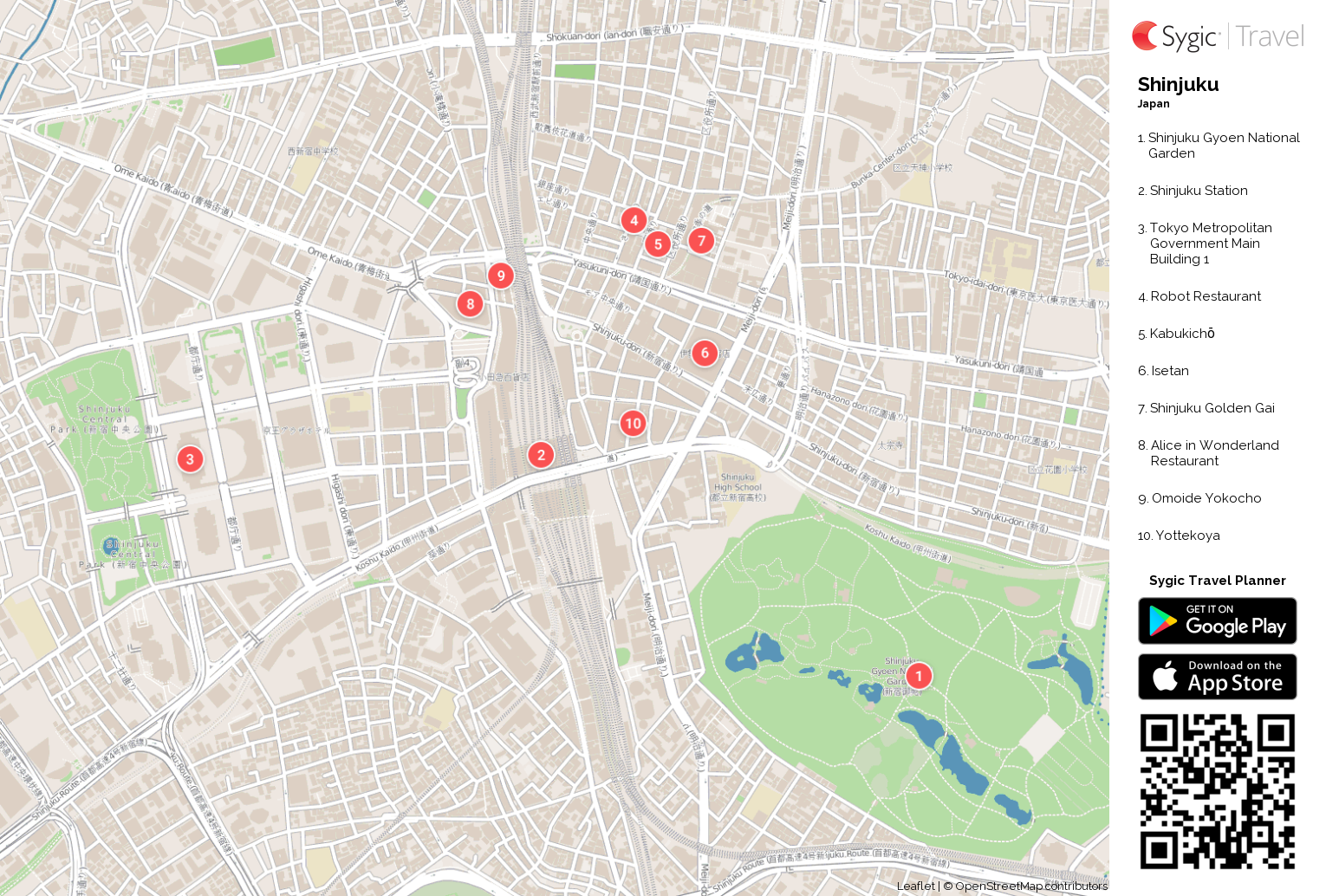 Shinjuku Printable Tourist Map | Sygic Travel