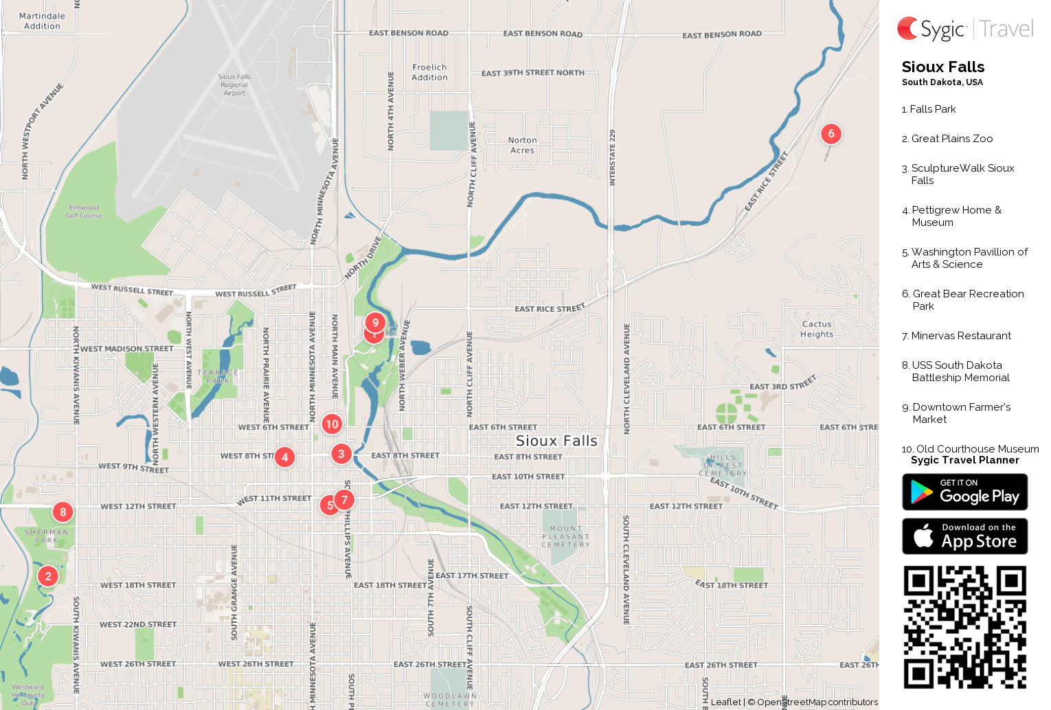 Sioux Falls Printable Tourist Map | Sygic Travel