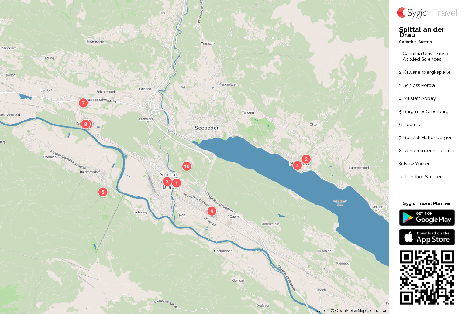 Spittal an der Drau Printable Tourist Map | Sygic Travel