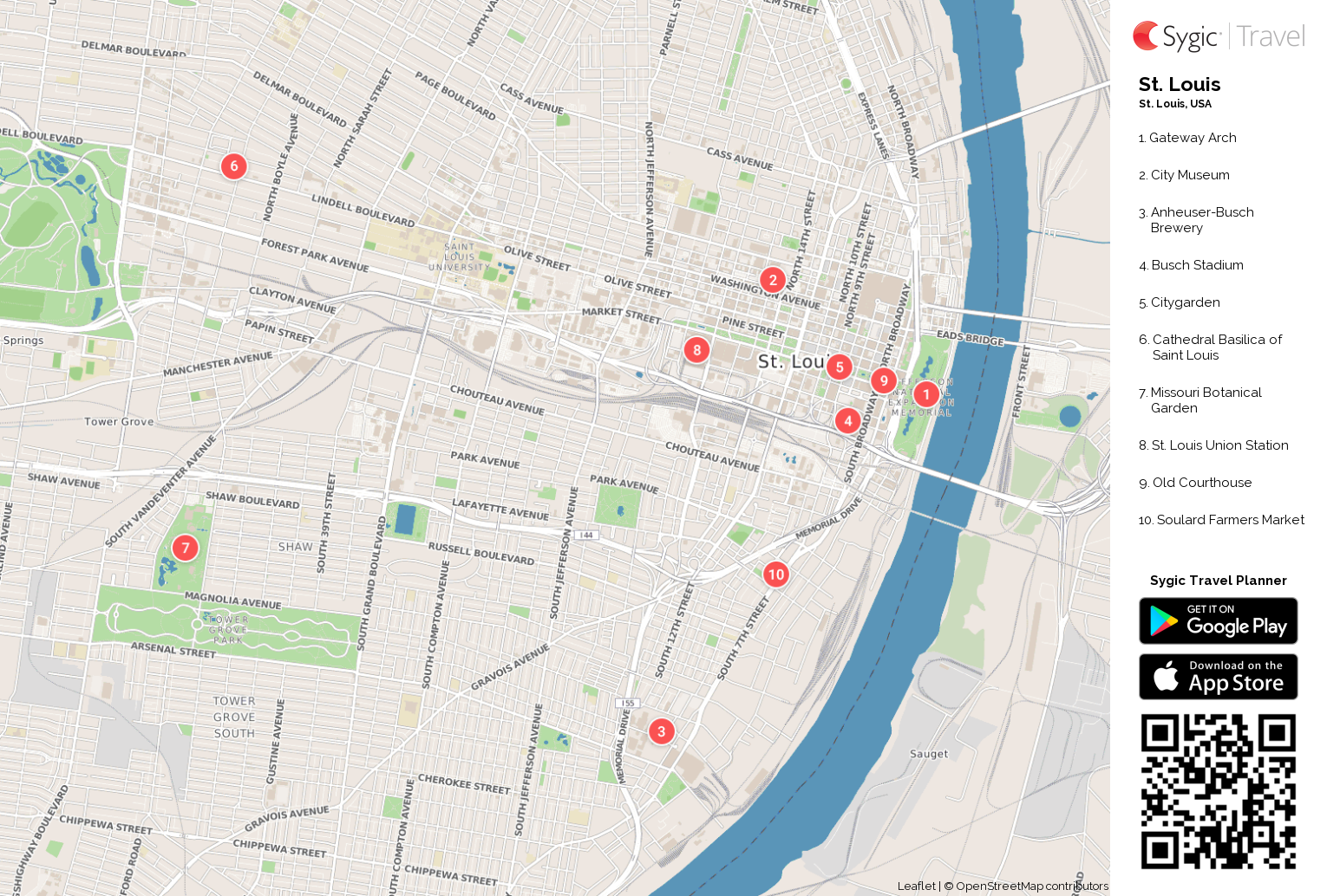 St. Louis Printable Tourist Map | Sygic Travel