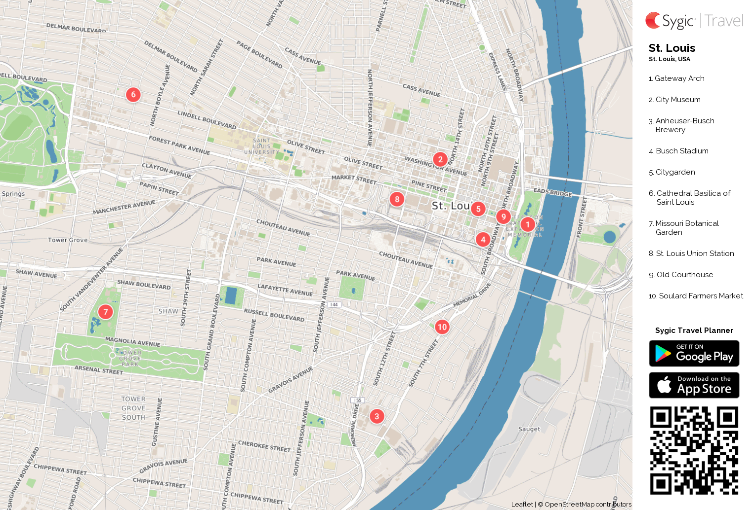 Printable Map Of St Louis Mo St. Louis Printable Tourist Map | Sygic Travel