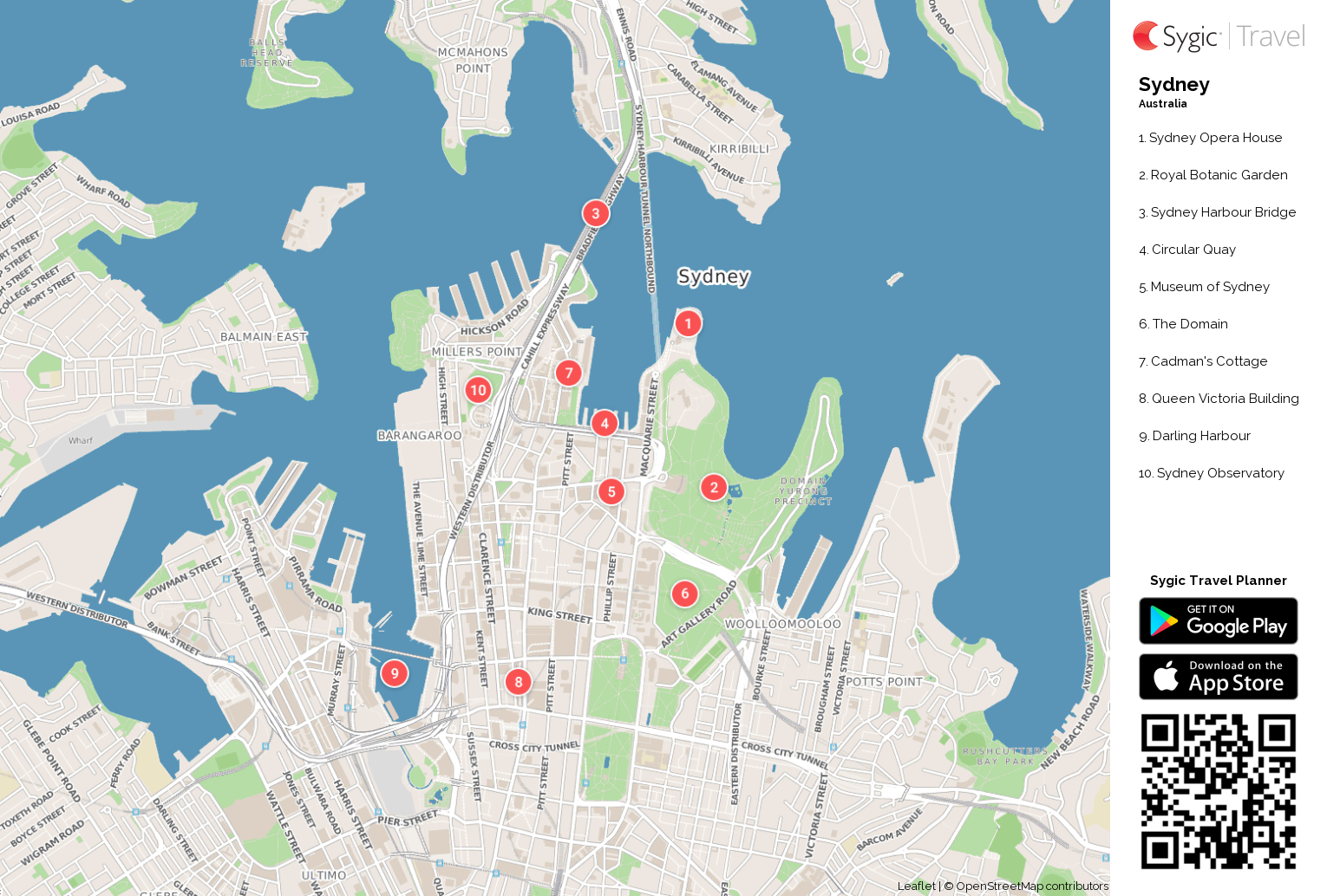 map of sydney attractions Sydney Printable Tourist Map Sygic Travel map of sydney attractions