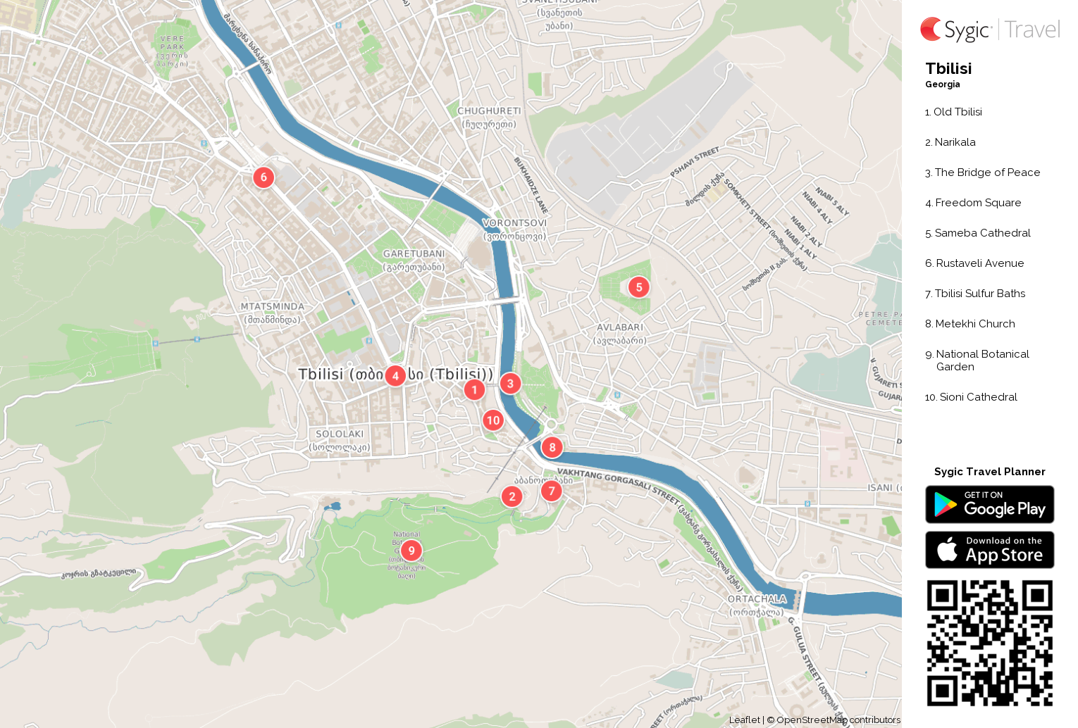 tbilisi walking tour map