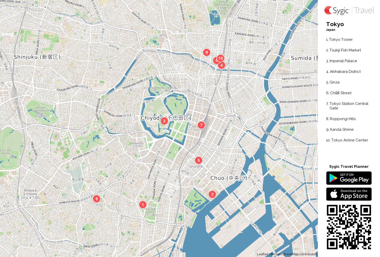 Tokyo Printable Tourist Map | Sygic Travel