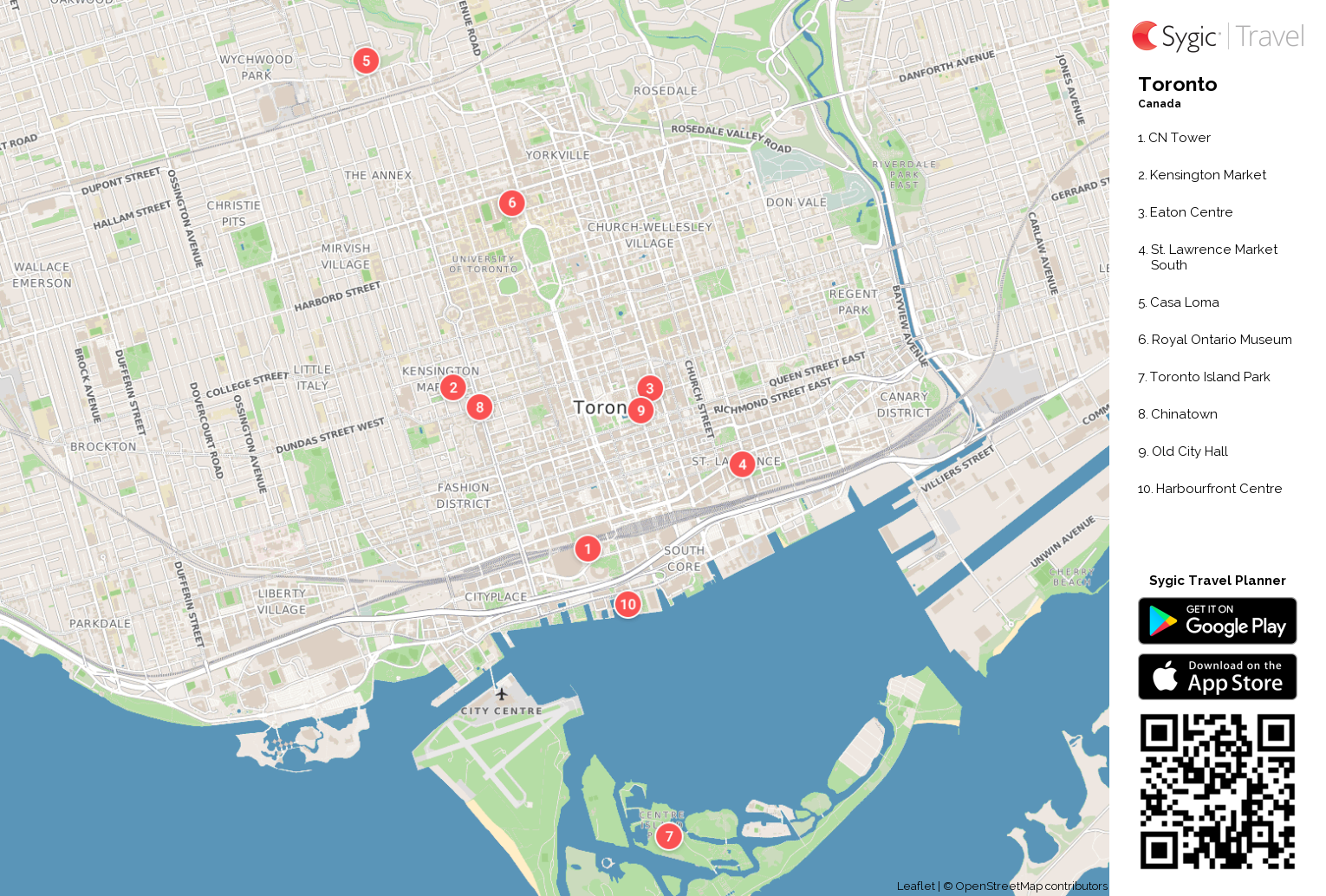city sightseeing toronto map Toronto Printable Tourist Map Sygic Travel city sightseeing toronto map