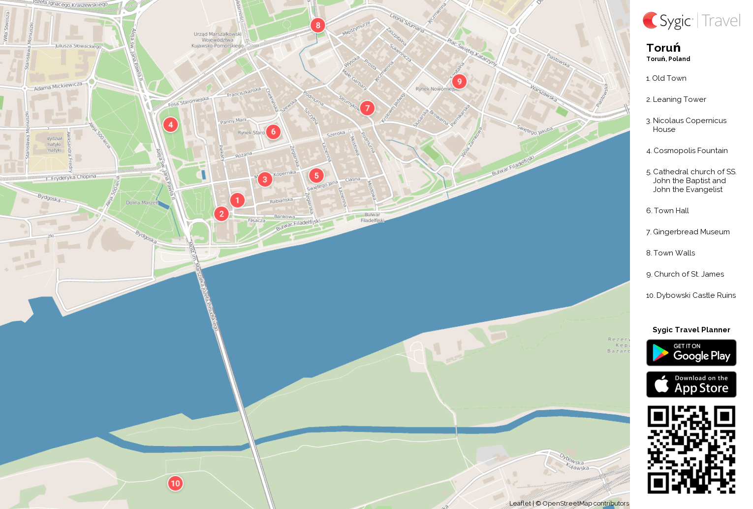 Toruń Printable Tourist Map | Sygic Travel