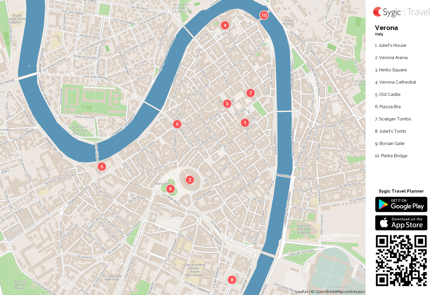 Verona Printable Tourist Map Sygic Travel