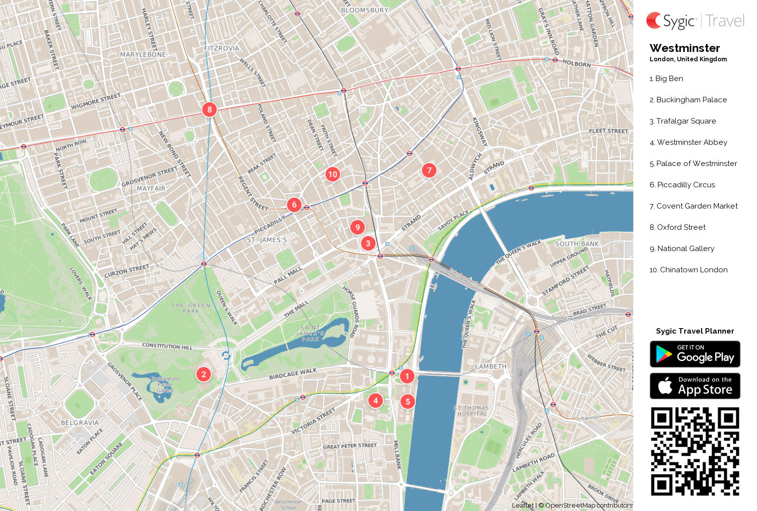 Map Of Westminster London Westminster Printable Tourist Map | Sygic Travel