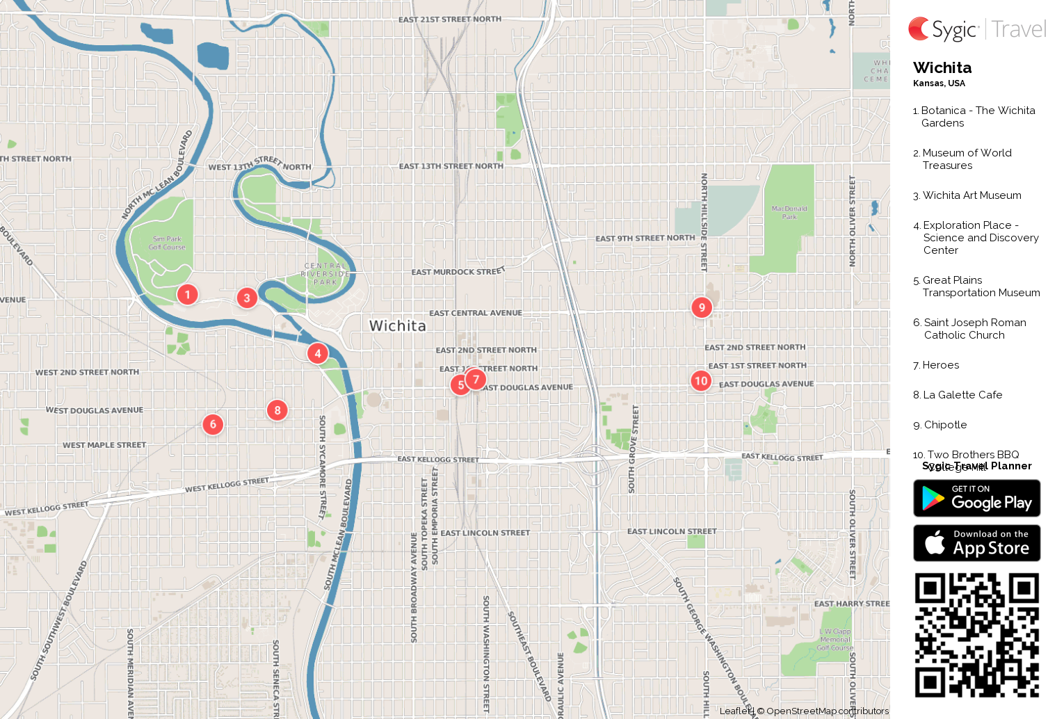 Wichita Printable Tourist Map Sygic Travel