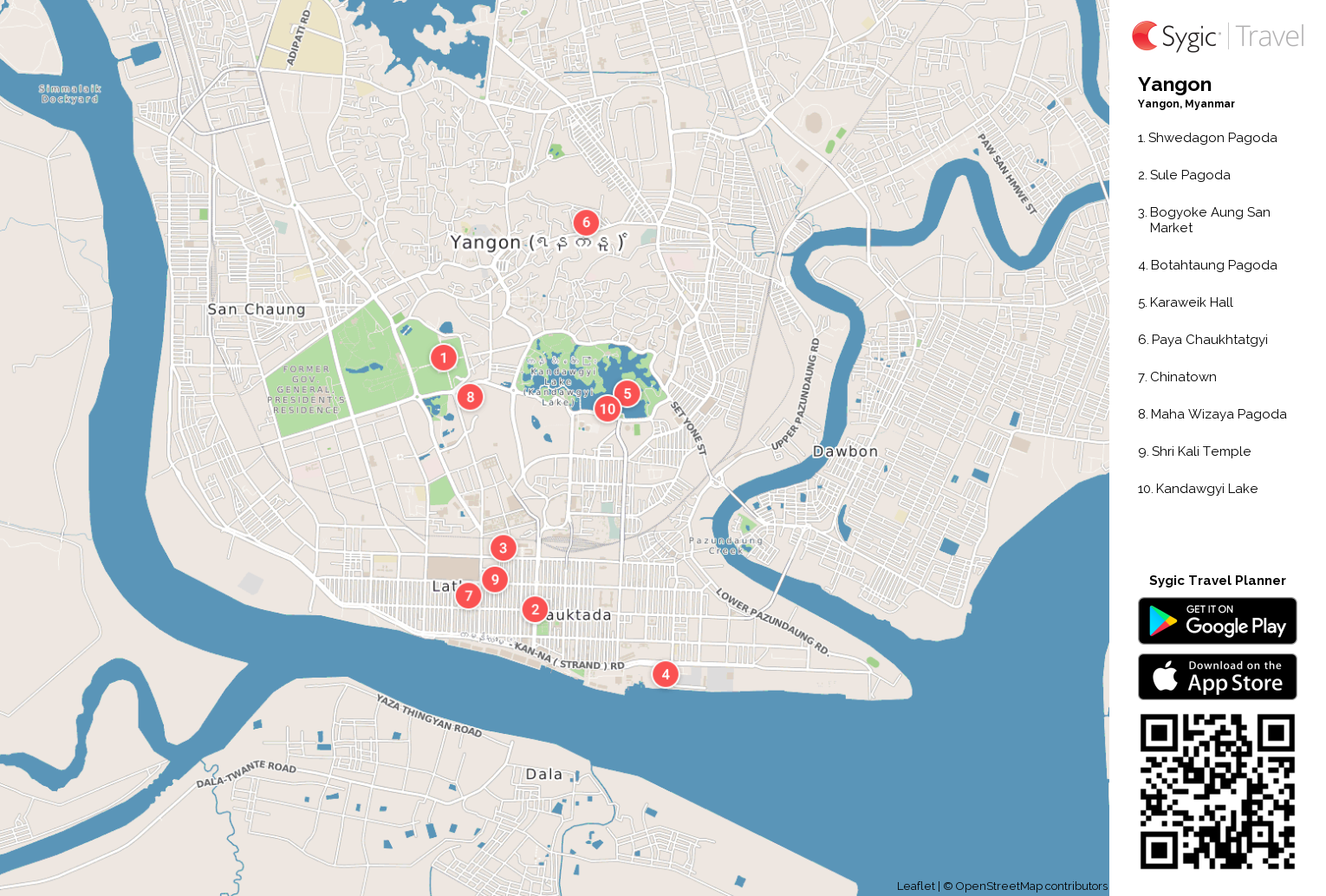 Yangon Printable Tourist Map | Tripomatic