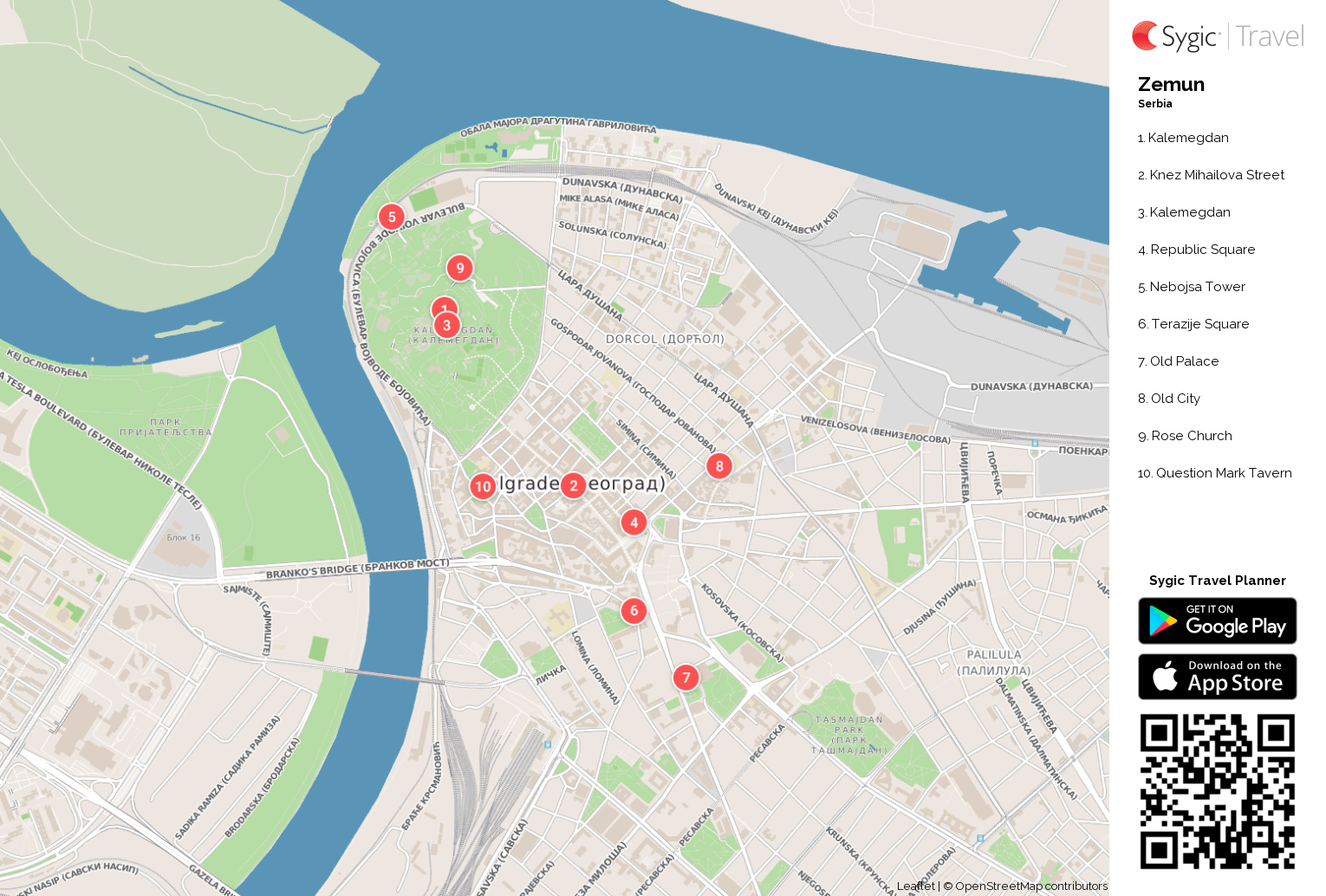 Zemun Printable Tourist Map | Sygic Travel