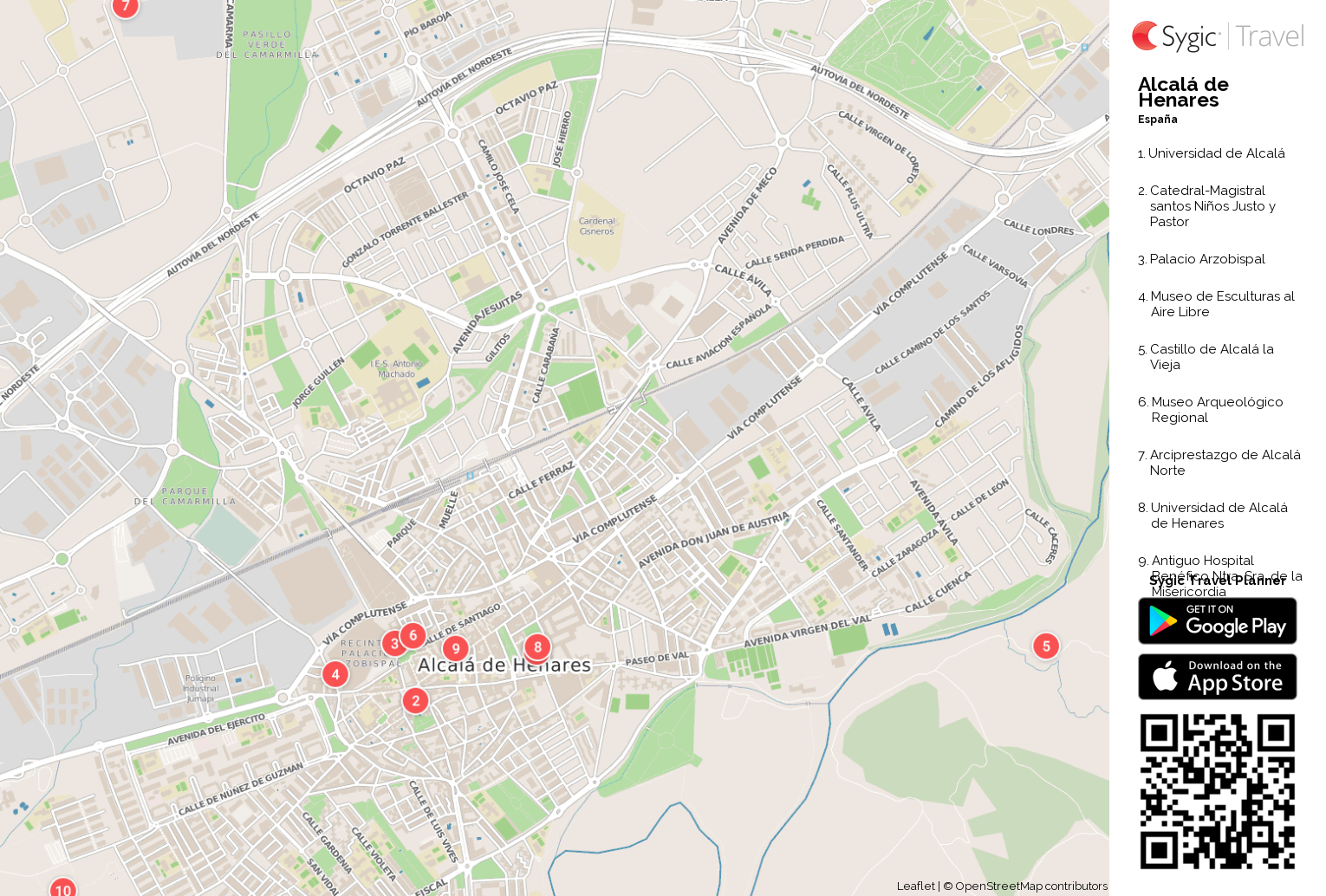 Alcalá de Henares: Mapa turístico para imprimir | Tripomatic