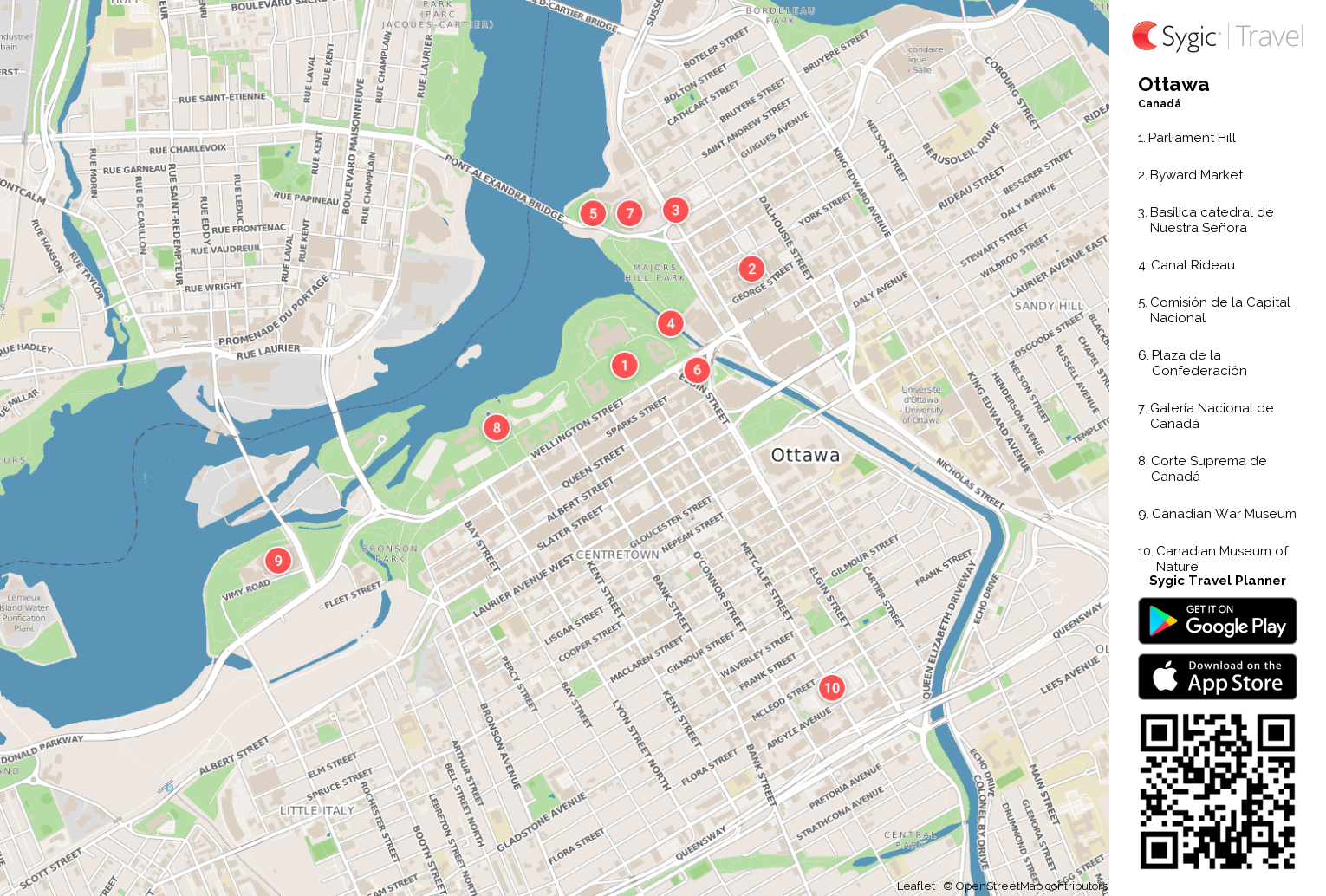 Ottawa: Mapa turístico para imprimir | Tripomatic