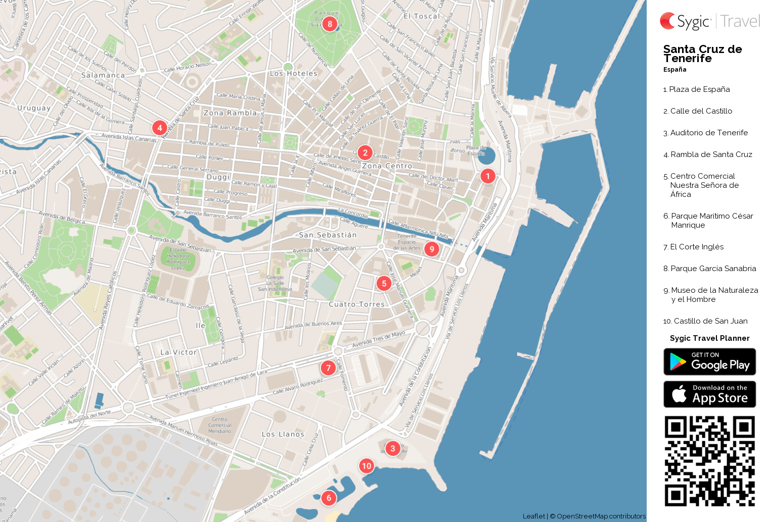 Santa Cruz de Tenerife: Mapa turístico para imprimir | Sygic Travel