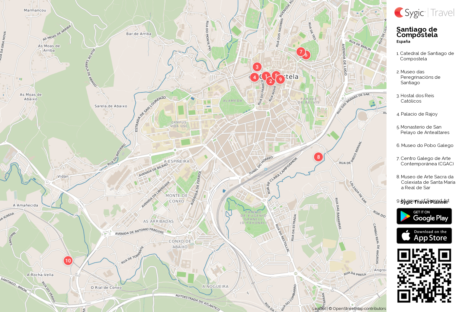 Santiago De Compostela Mapa Turistico Para Imprimir Sygic Travel