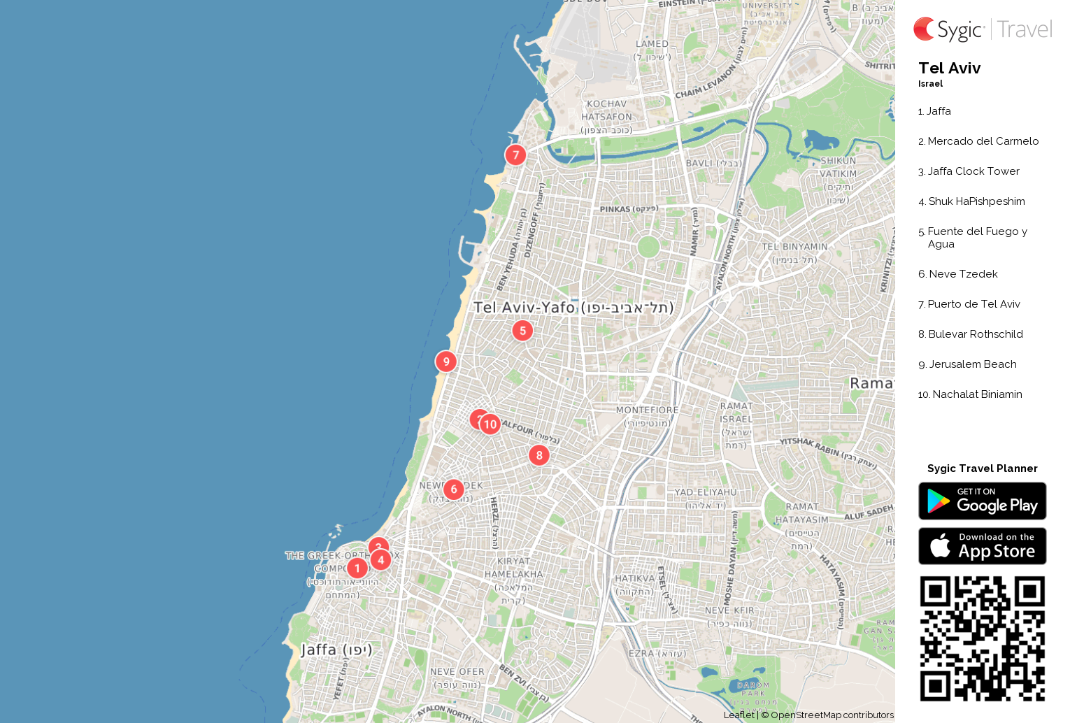 Tel Aviv: Mapa turístico para imprimir | Sygic Travel