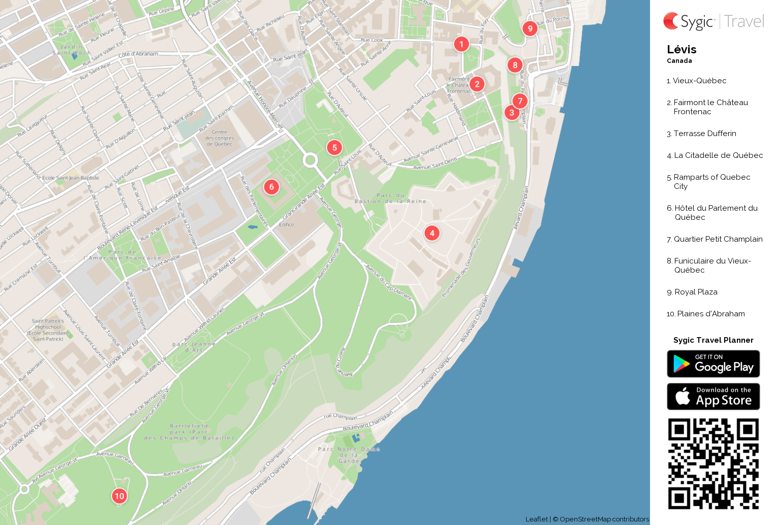 Lévis: Carte touristique imprimable | Tripomatic